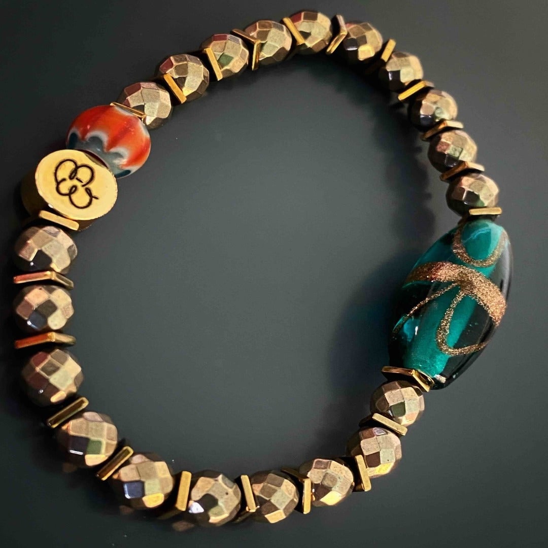 Gold Hematite Stone Dainty Bracelet - Gold