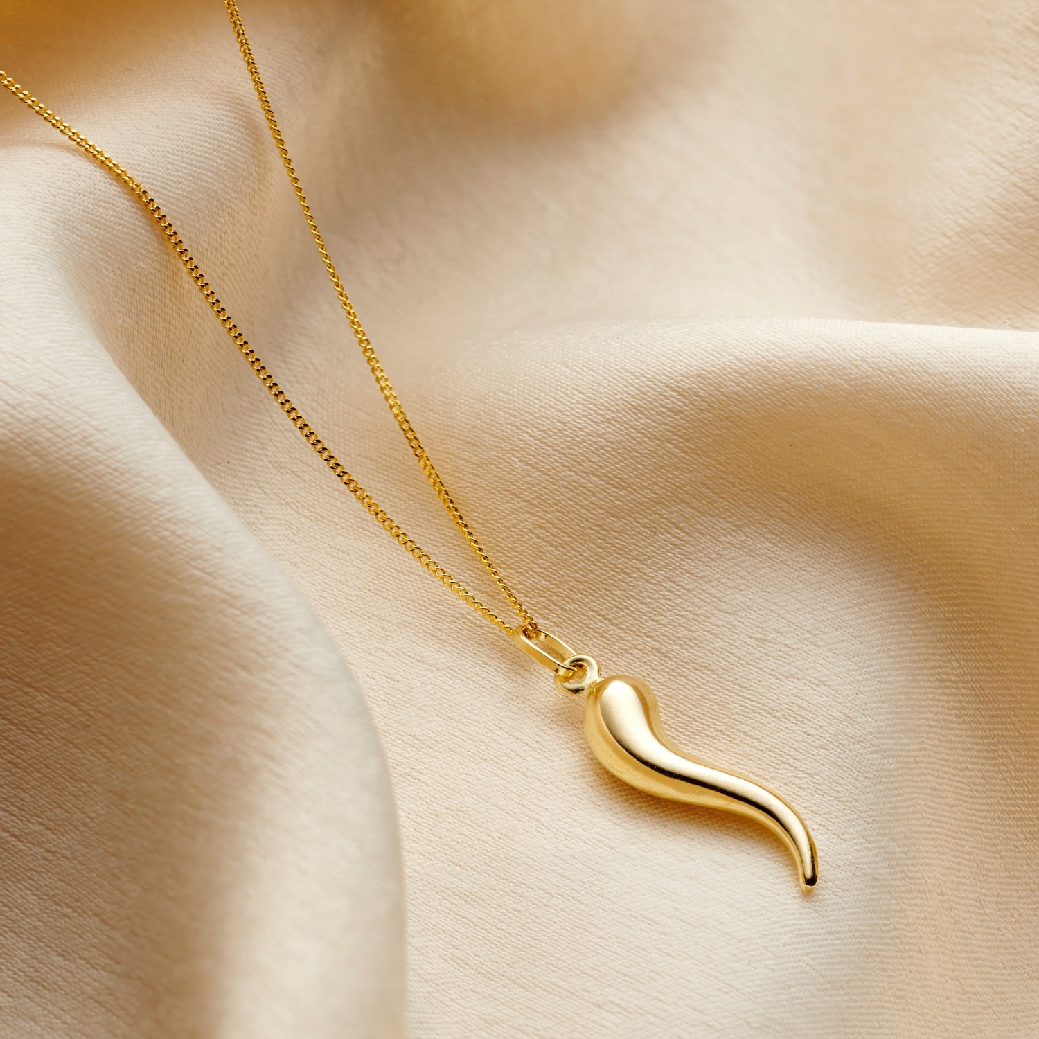 9Ct Gold Horn Charm Necklace