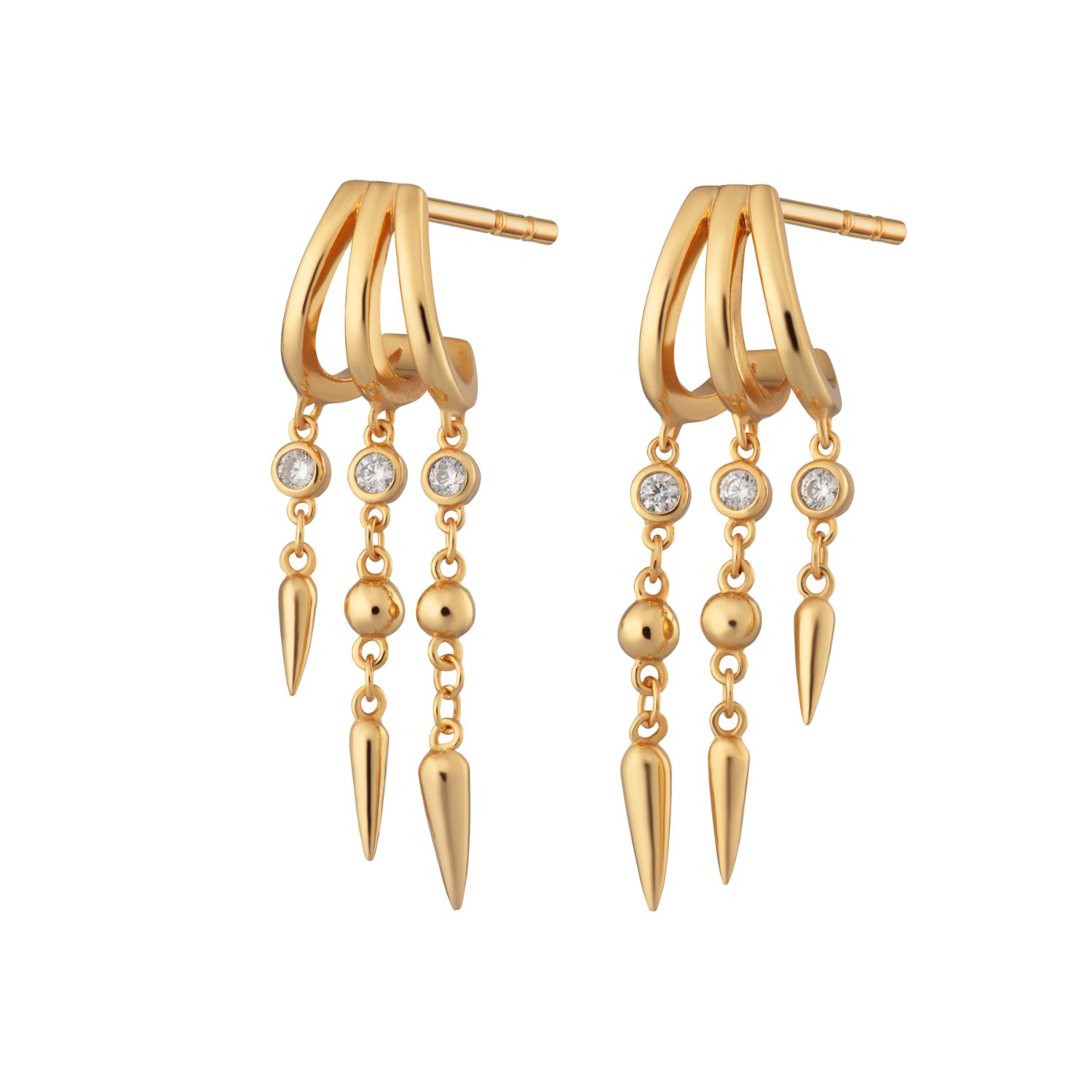 Gold Illusion Claw Drop Hoop Earrings