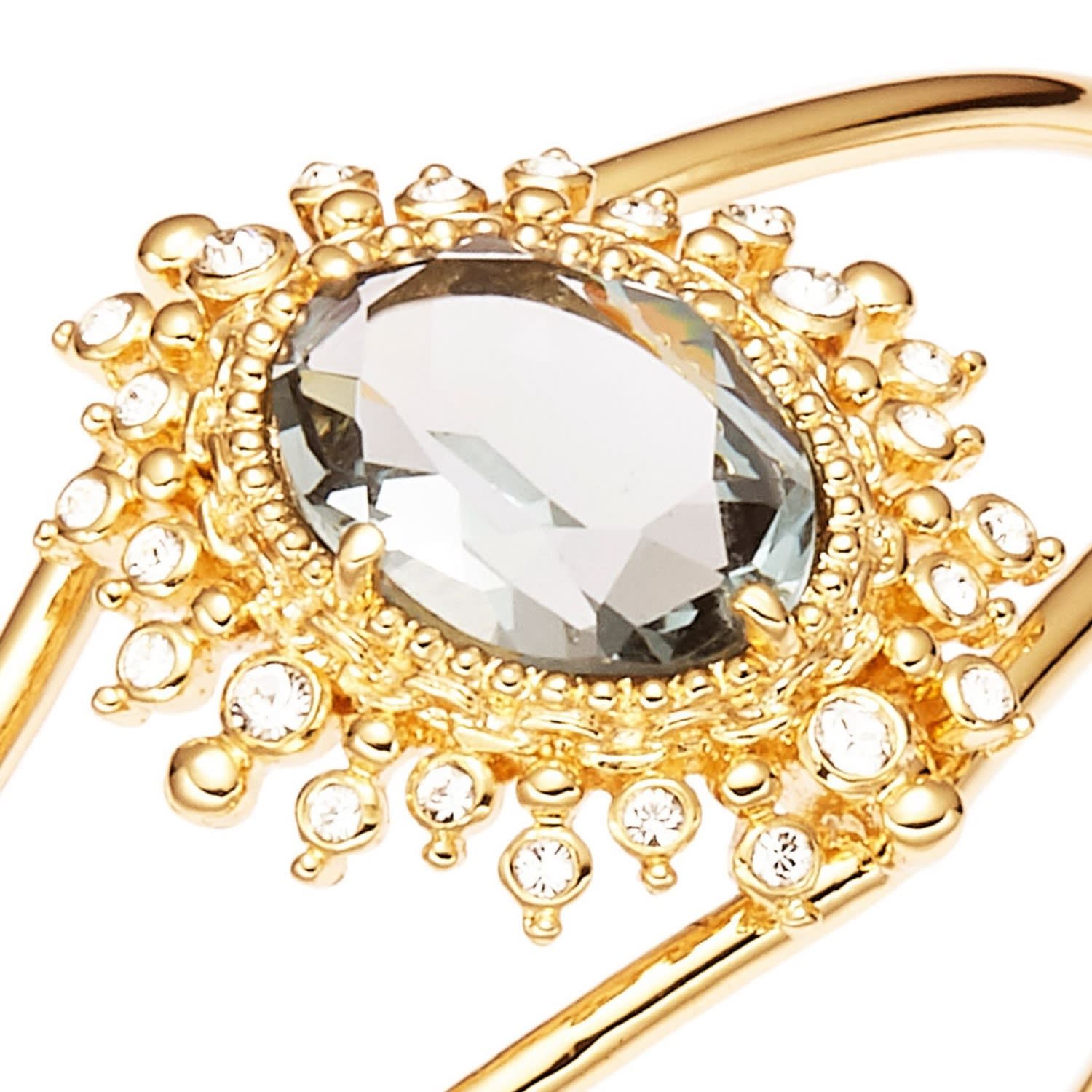 Gold & Indian Sapphire Blue Crystal Bangle Bracelet, Series Eclat Palette