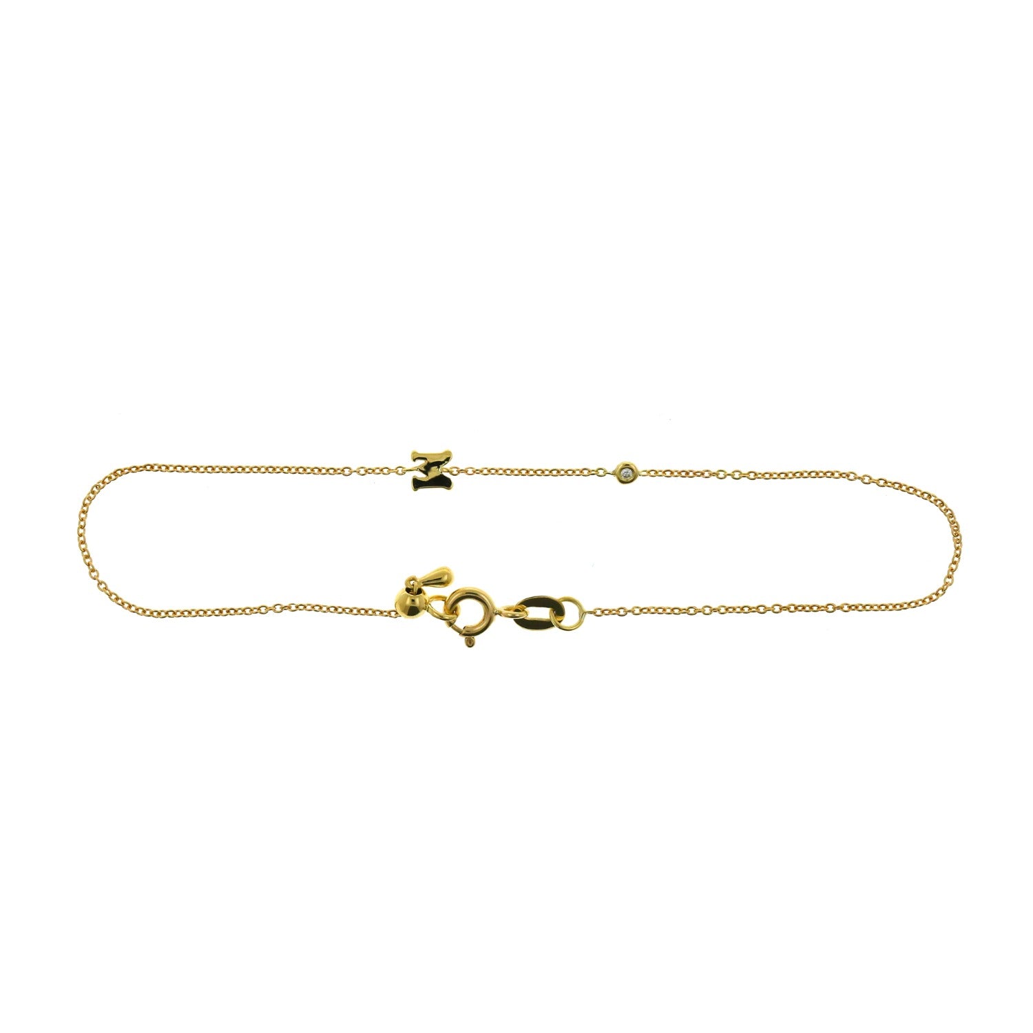 Yellow Gold Initial Diamond Bracelet