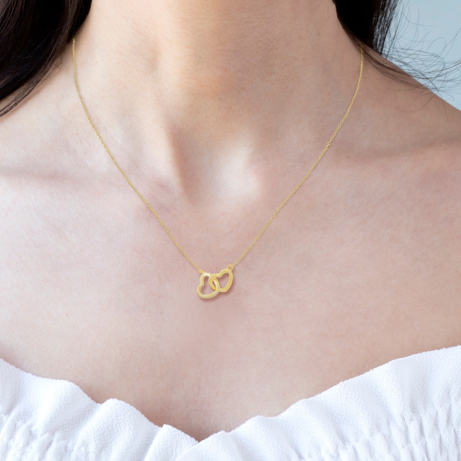 Gold 'Interlocking Love' Hearts Necklace
