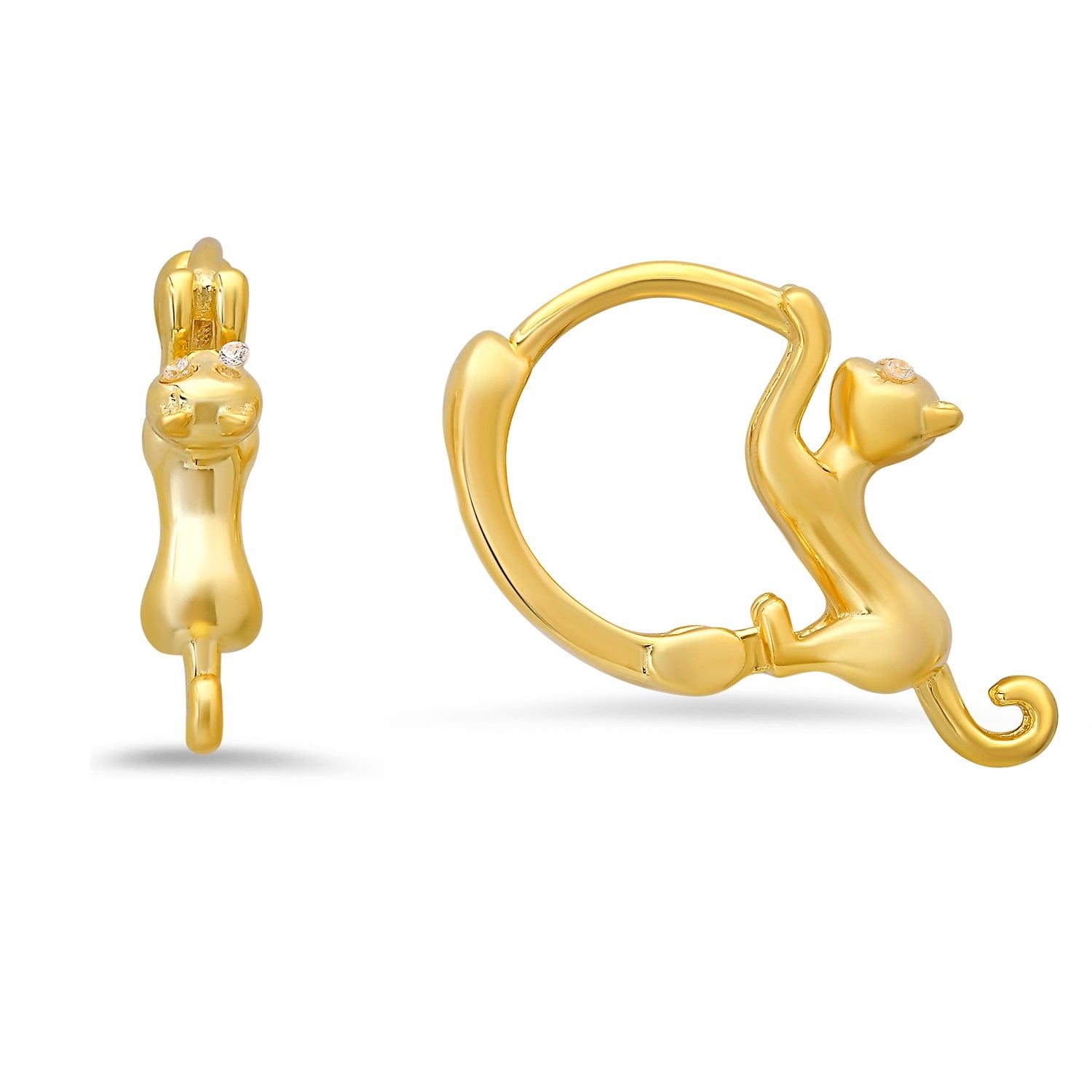Petite Gold Kitty Cat Hoop Earrings
