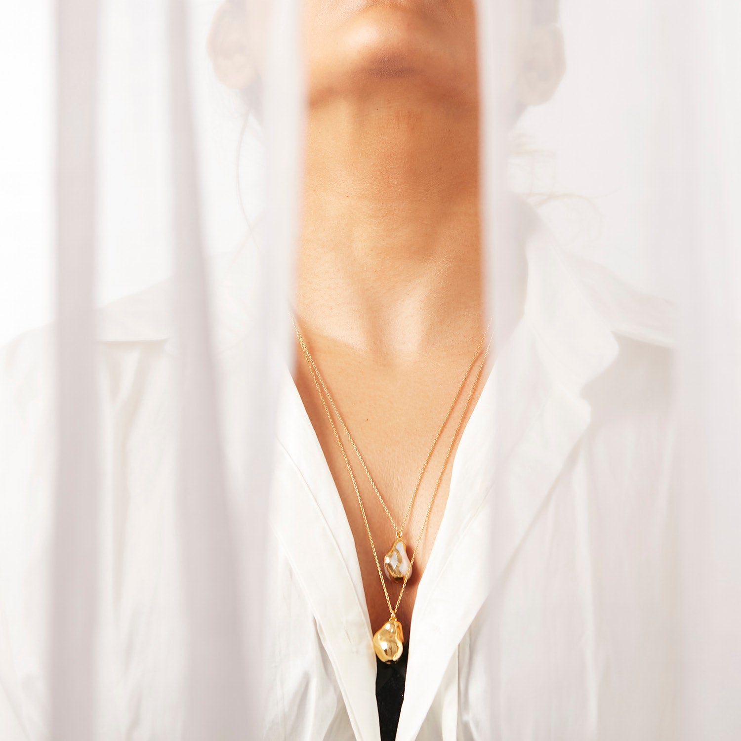 Gold Kora Pendants With Baroque Pearls