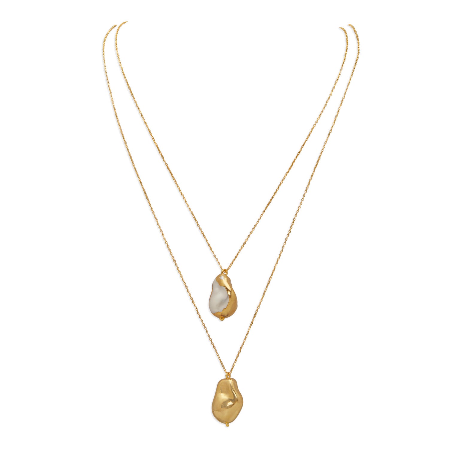 Gold Kora Pendants With Baroque Pearls
