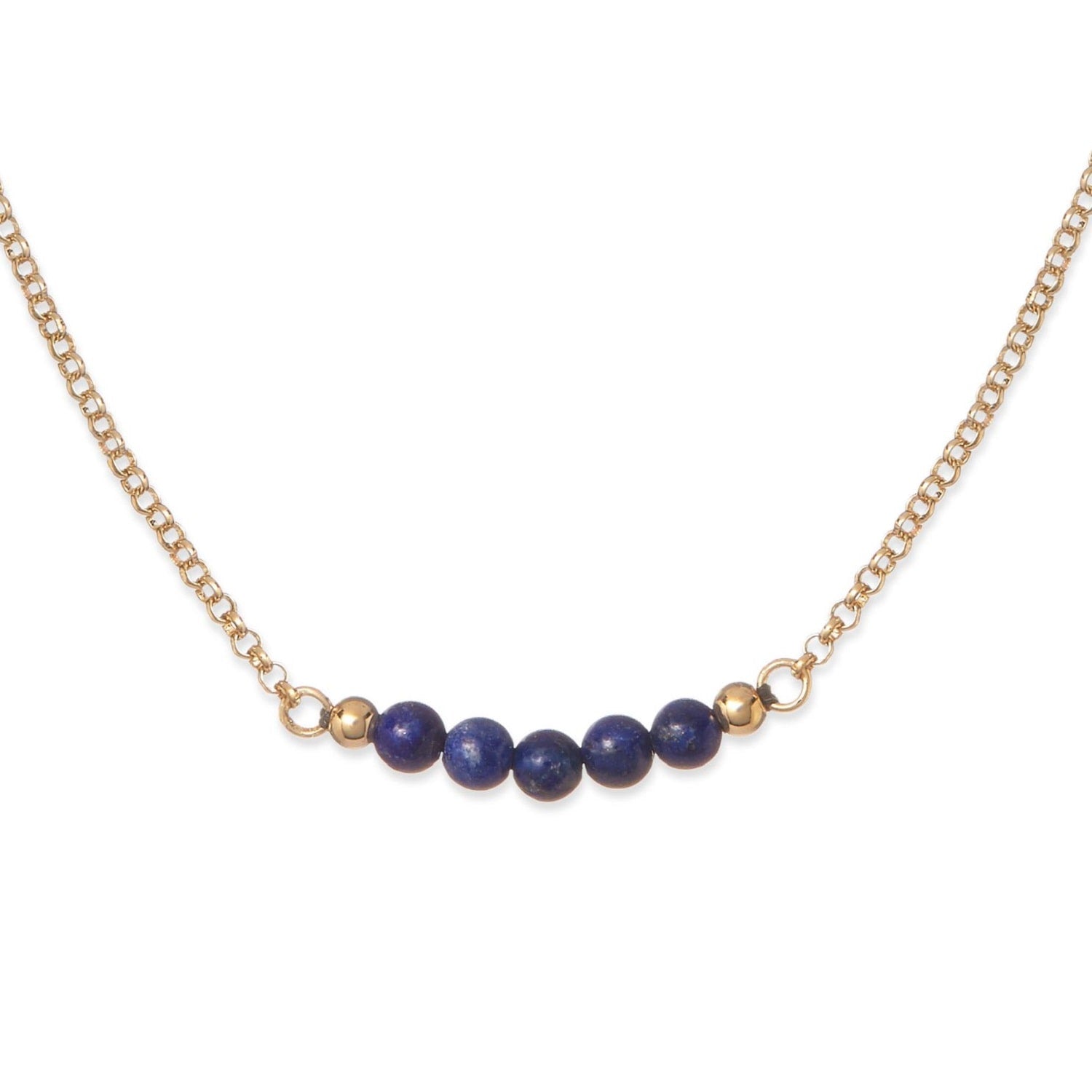 Gold & Lapis Lazuli Gemstone Necklace, Series Gem Mix