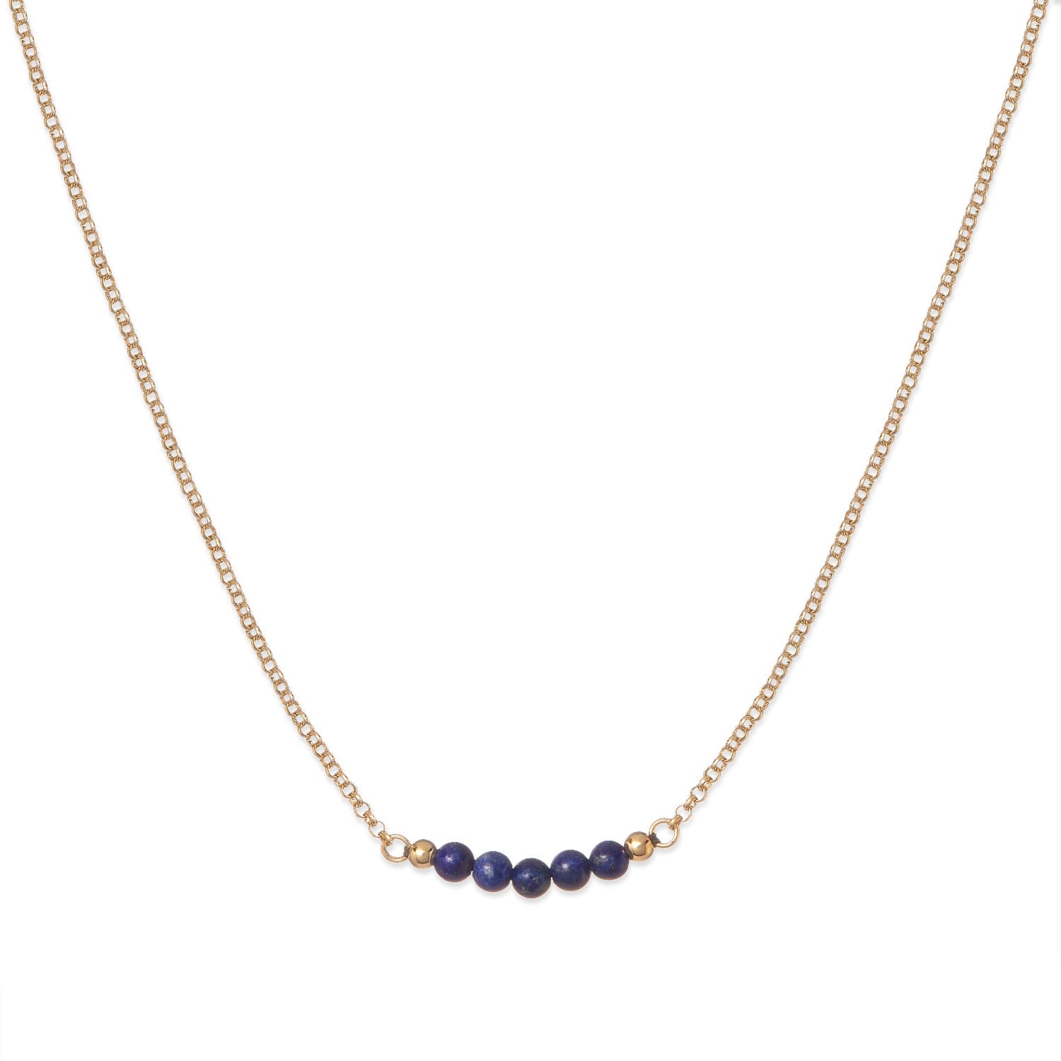 Gold & Lapis Lazuli Gemstone Necklace, Series Gem Mix