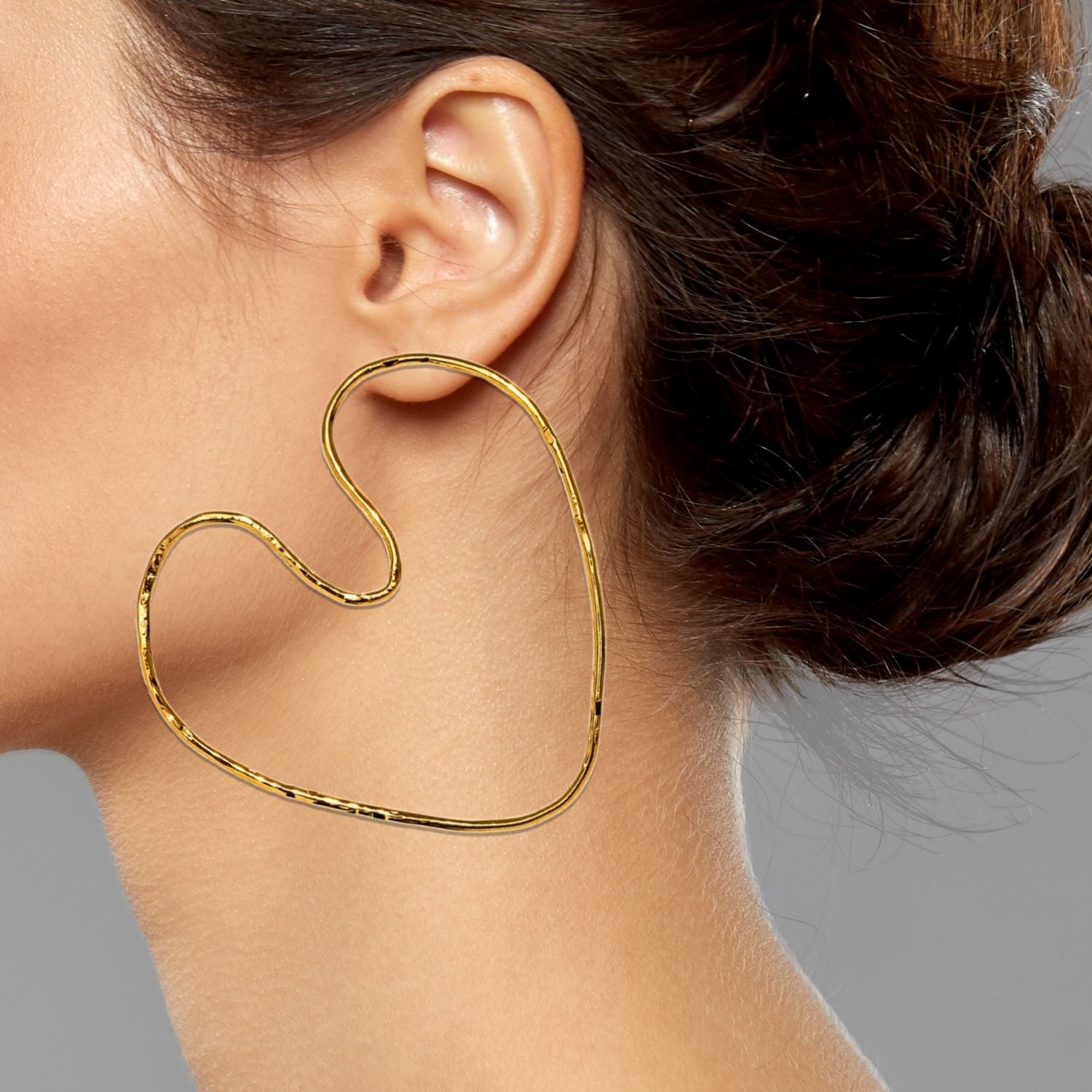 Gold Large Fluttering Heart Earrings