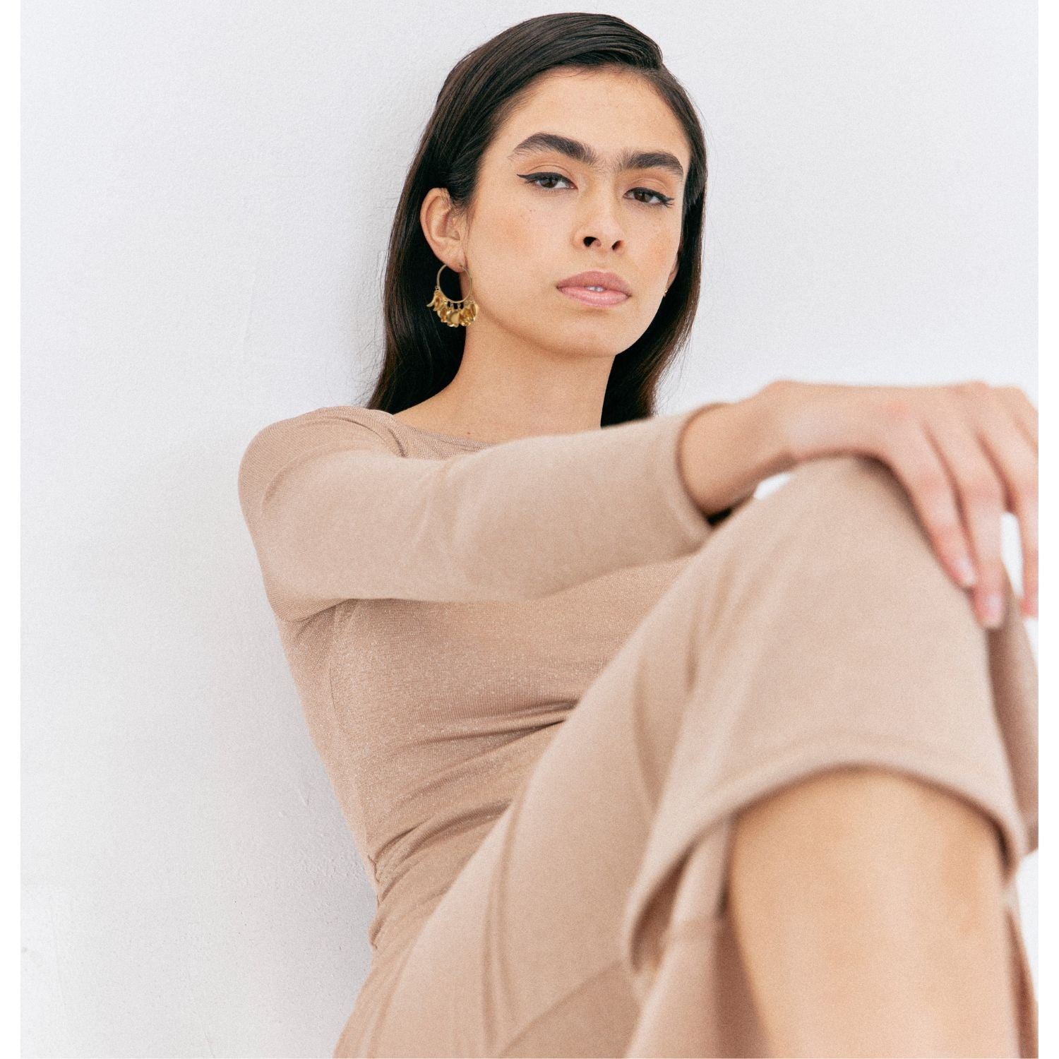 Gold Large Petali Click-Top Hoop Earrings