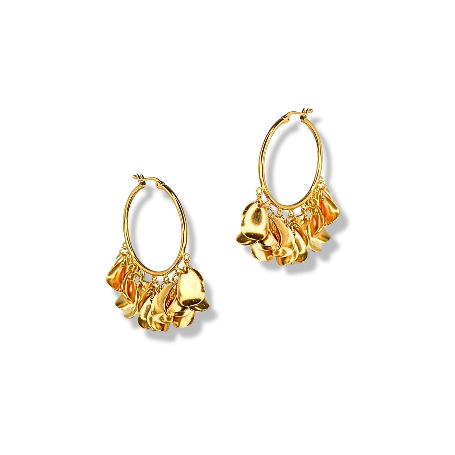 Gold Large Petali Click-Top Hoop Earrings