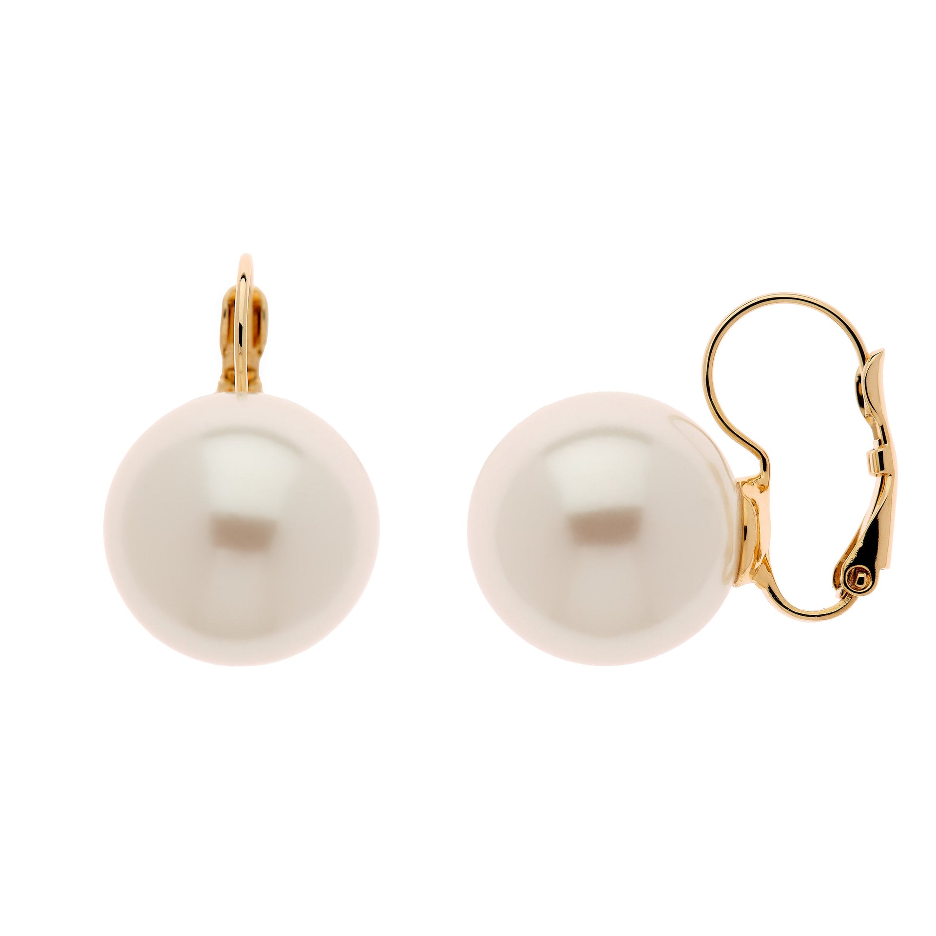 Gold Leverback & Pearl Earrings