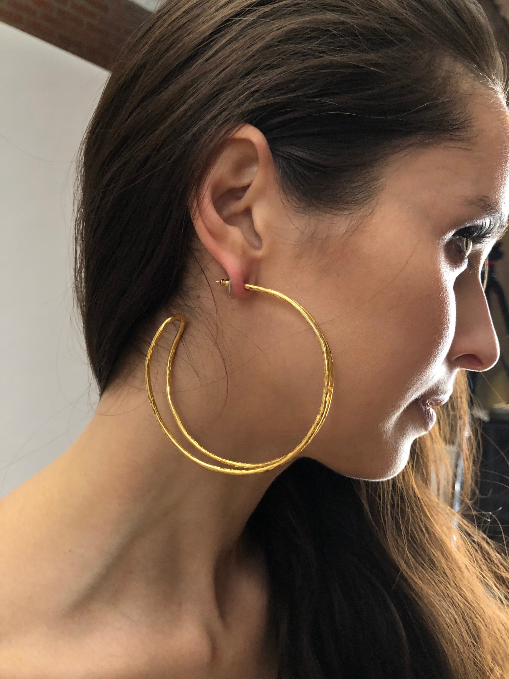 Gold Mimi Hoop Post Earrings