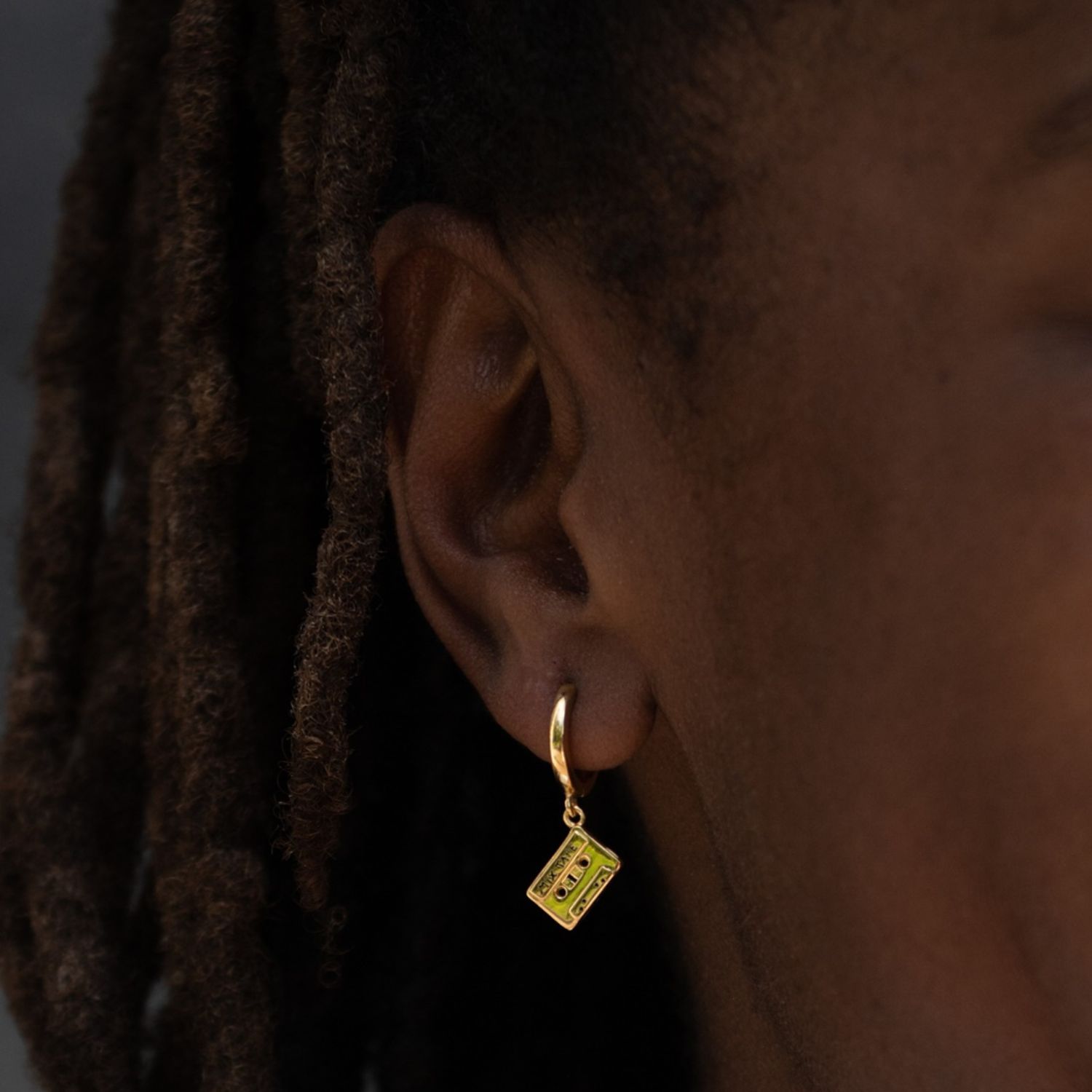 Gold Mix Tape Charm Hoop Earrings