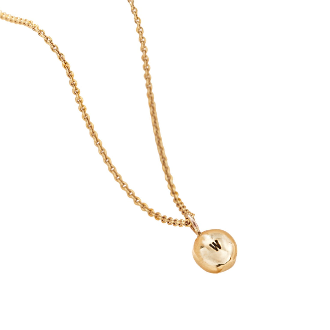 Gold Molten Orb Initial Necklace