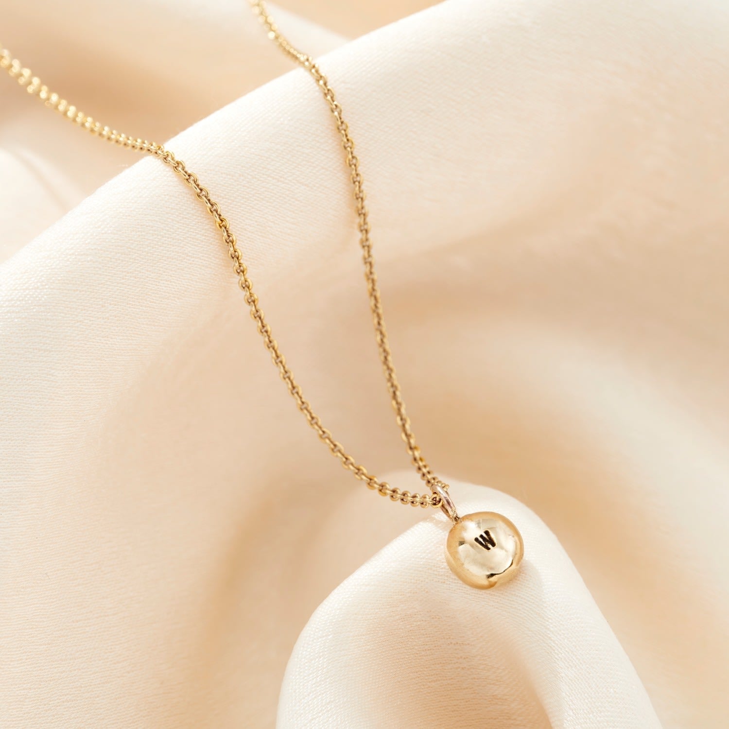 9Ct Gold Molten Orb Initial Necklace