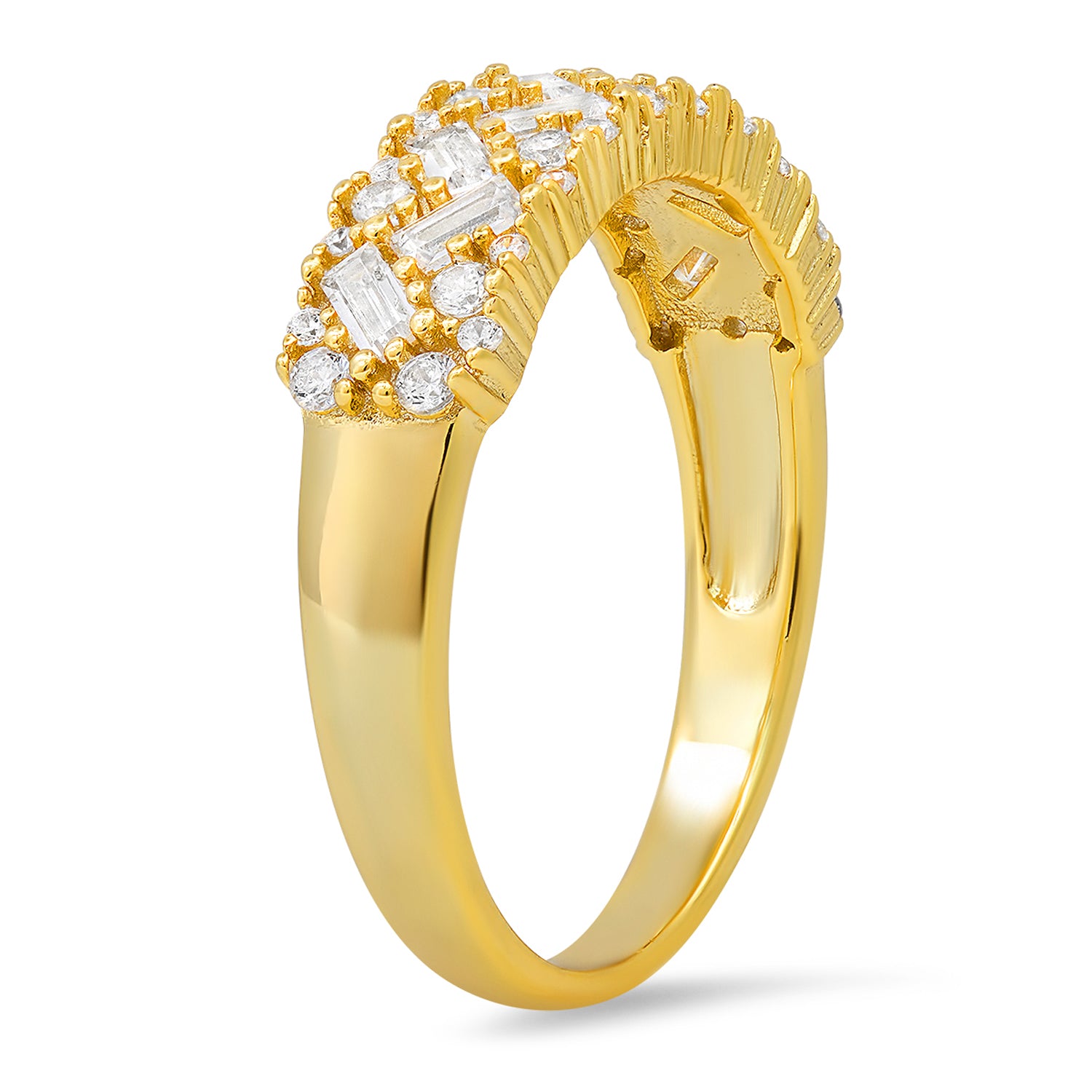 Gold Multi Cut Cz Band Ring