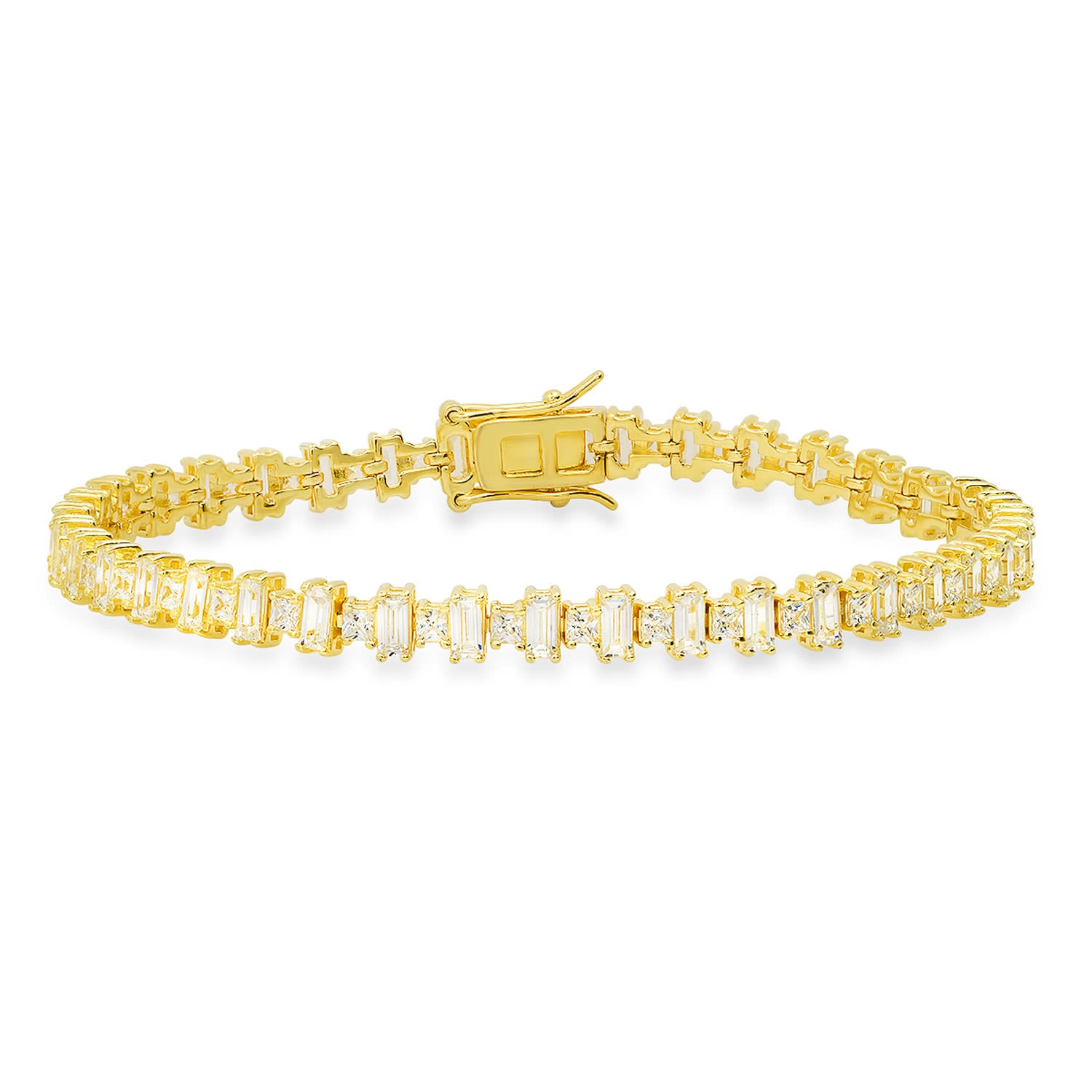 Gold Multi Cut Diamond Cz Tennis Bracelet