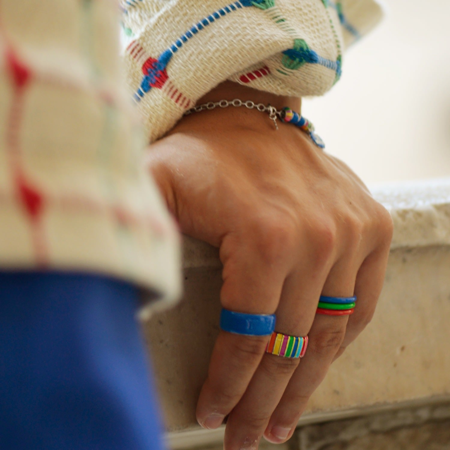 Gold Multicolour Thick Ring