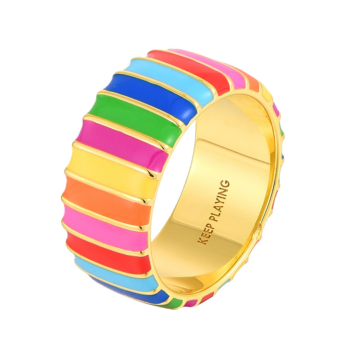 Gold Multicolour Thick Ring