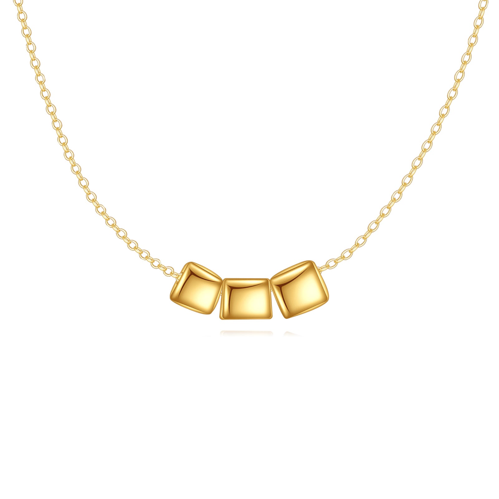 14K Gold Square Pendant Necklace