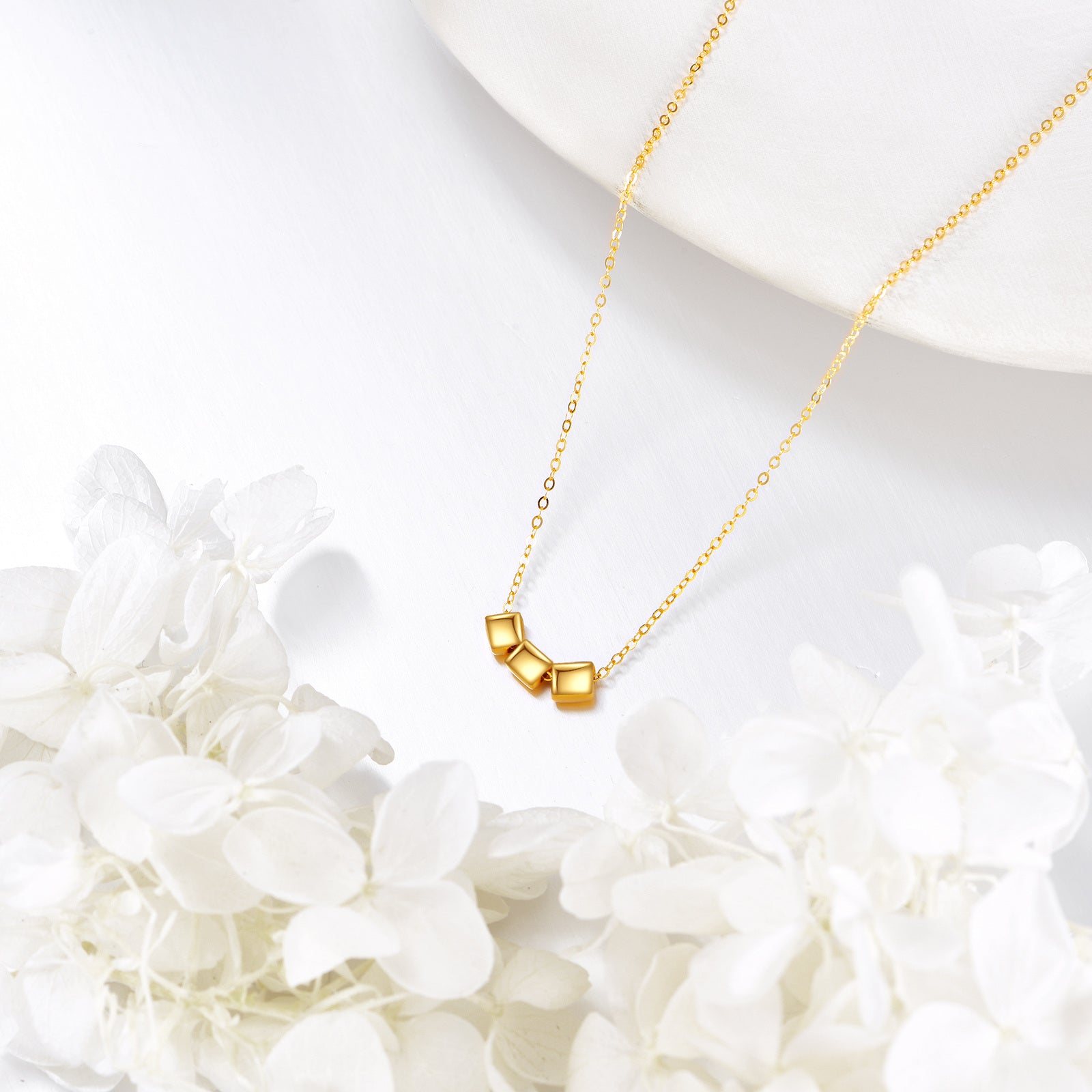 14K Gold Square Pendant Necklace