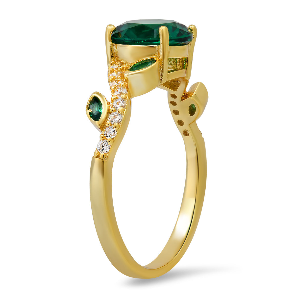 Gold Emerald Floral Ring