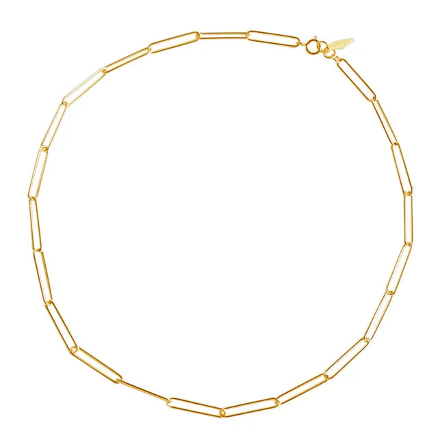 Gold Paperclip Link Chain Necklace