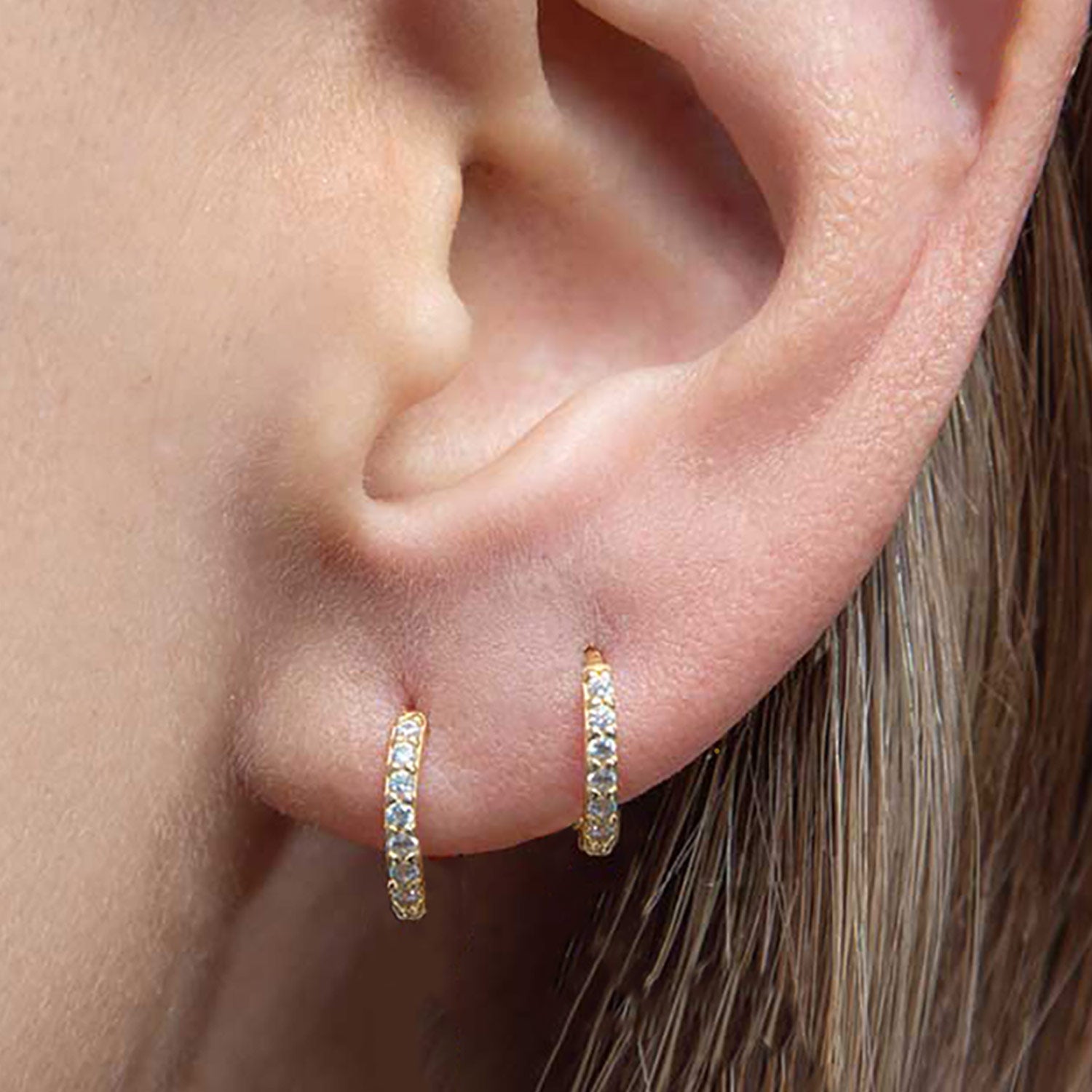 Eight Mm Gold Pave Hoop Earring