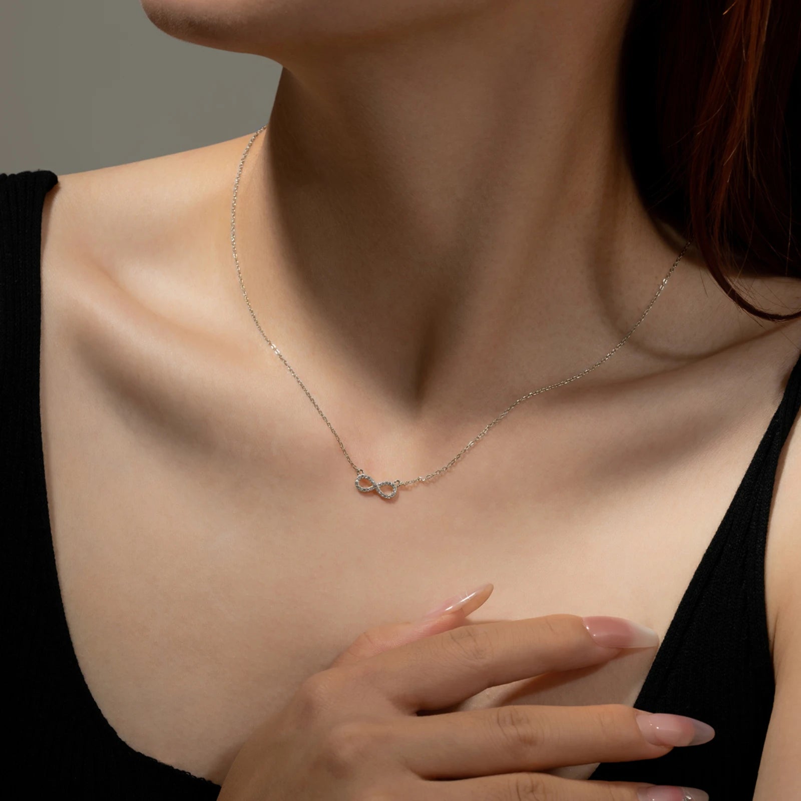 Gold Pave Infinity Pendant Necklace