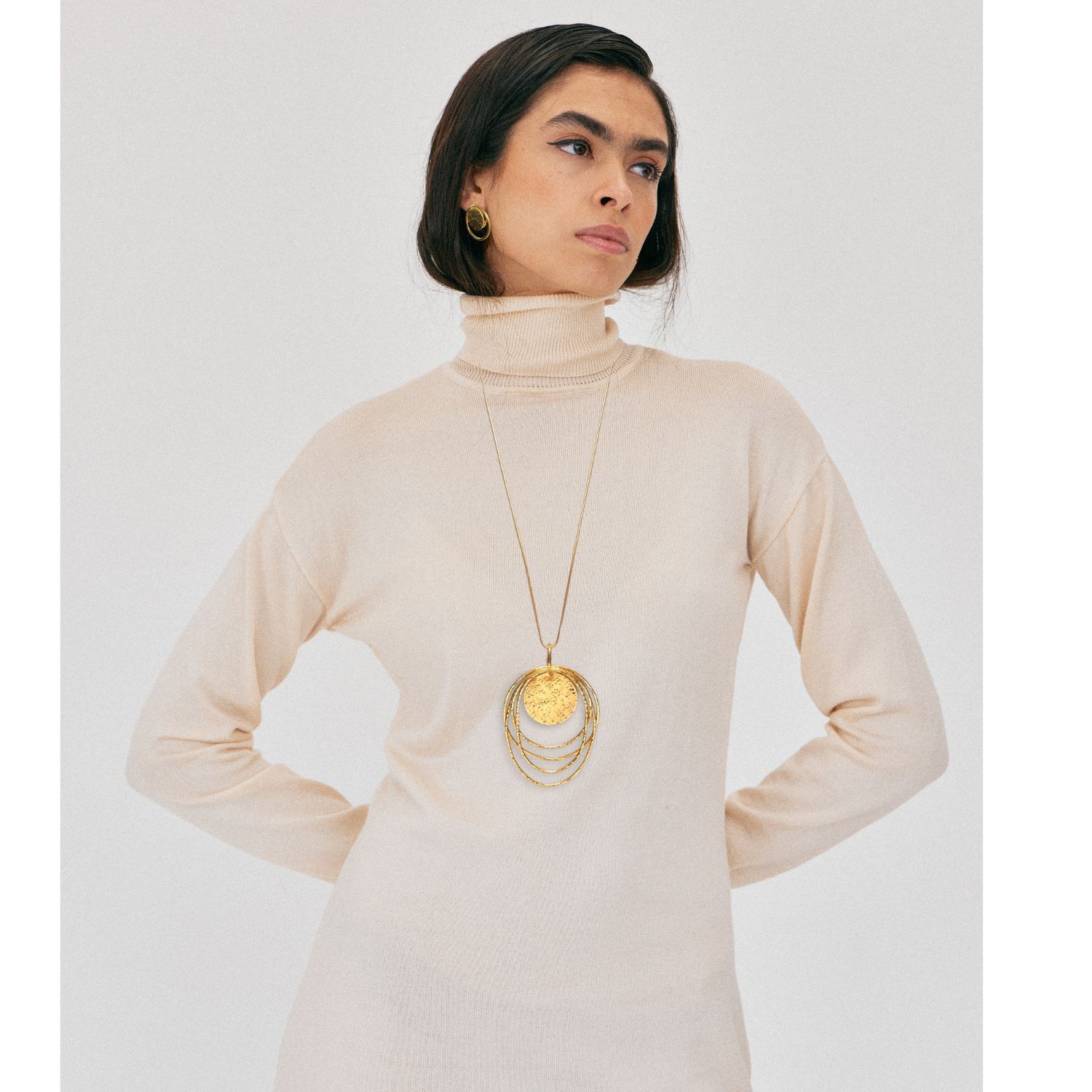 Gold Peacock Eye Clip On Earrings