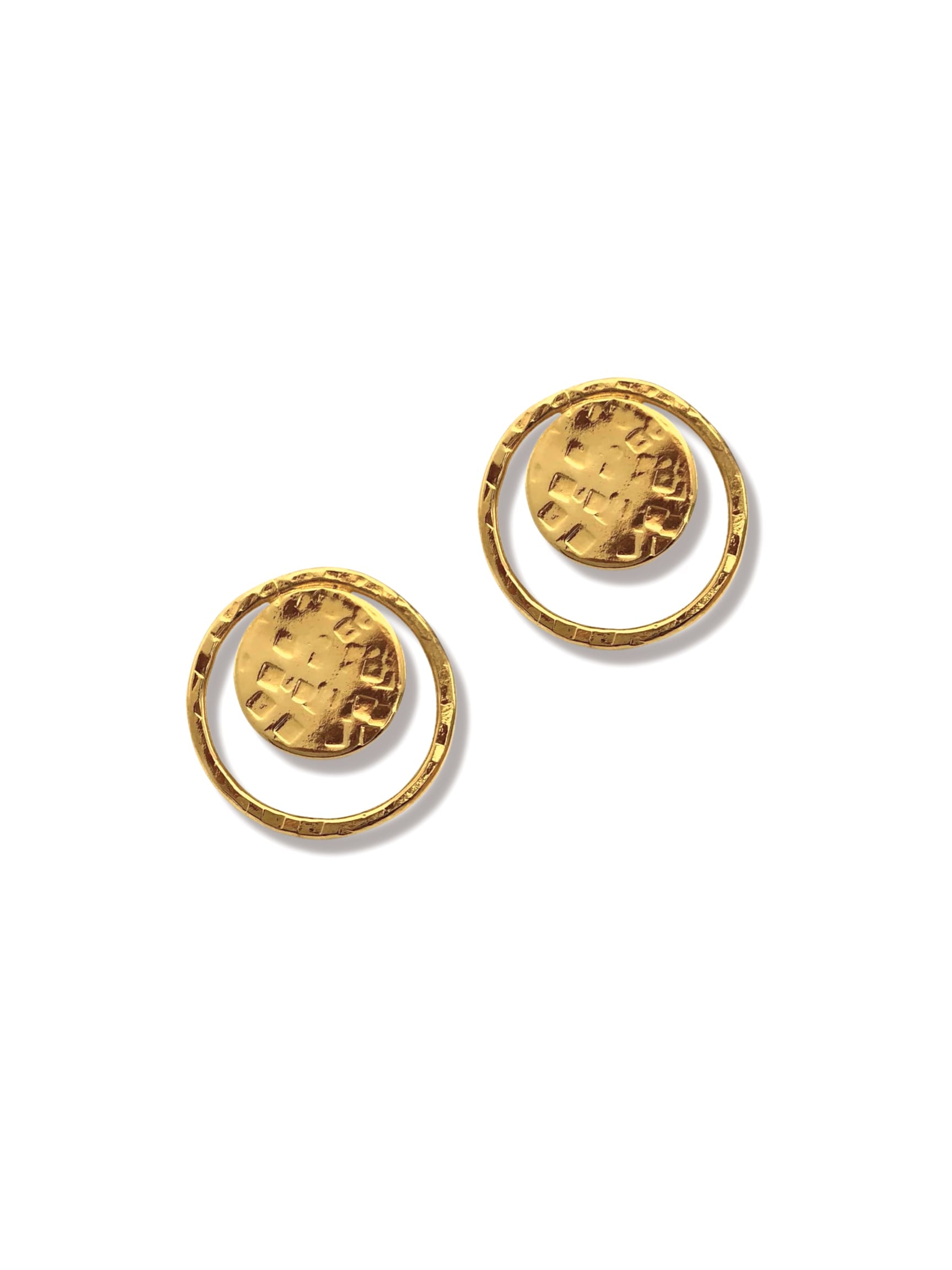 Gold Peacock Eye Clip On Earrings
