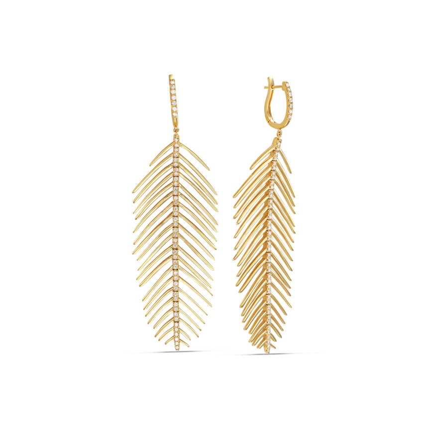 Gold Peacock Feather Earrings