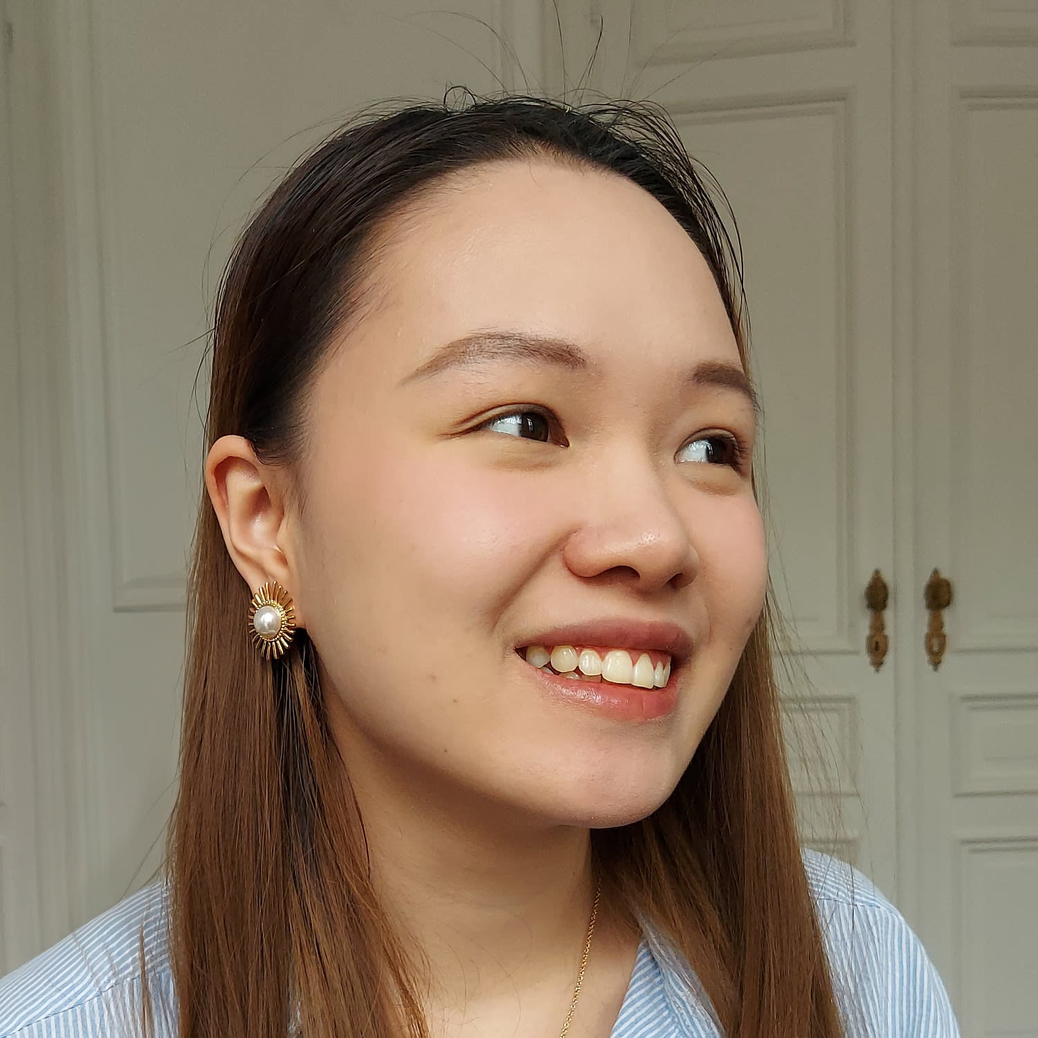 Gold & Pearl Clip On Earrings, Series Future Floral