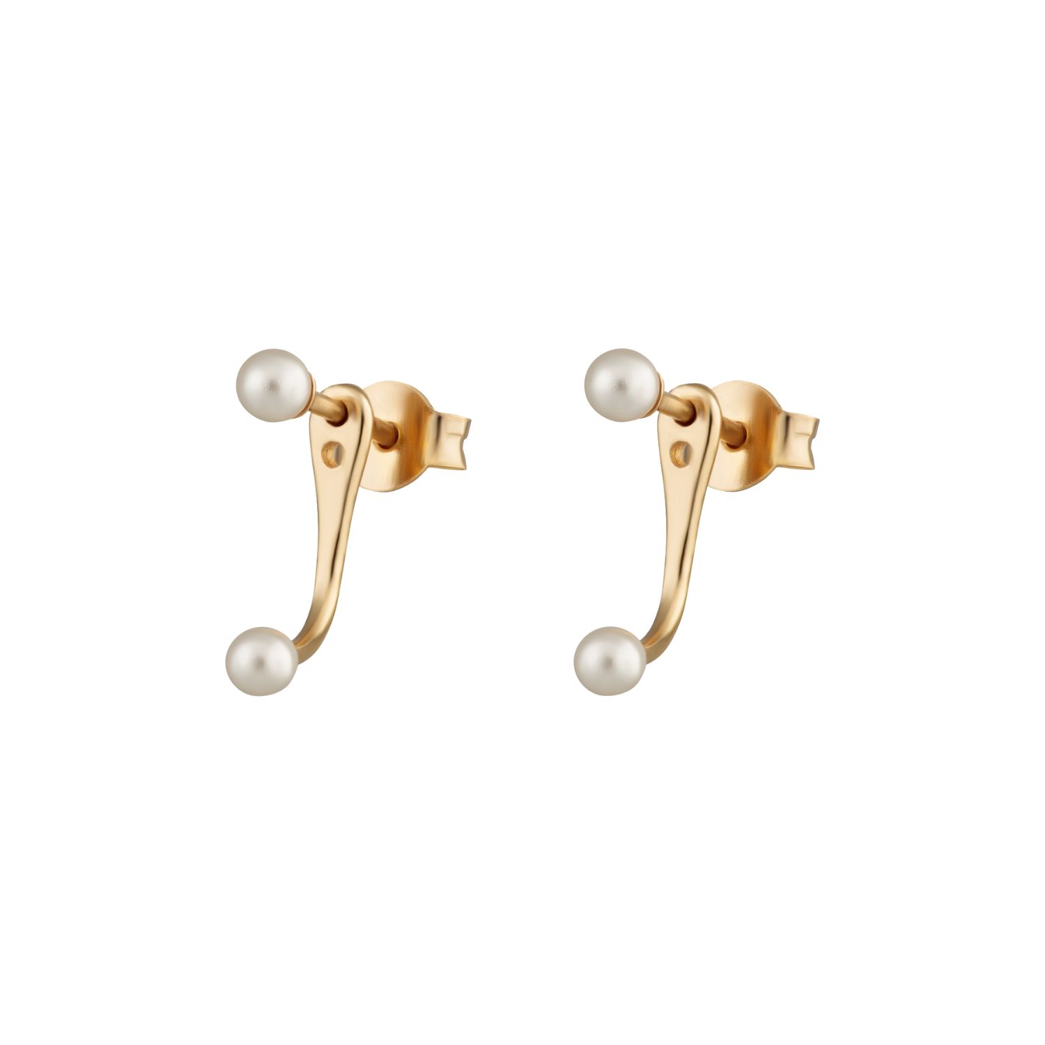 Gold Pearl Dot Ear Jacket Stud Earrings