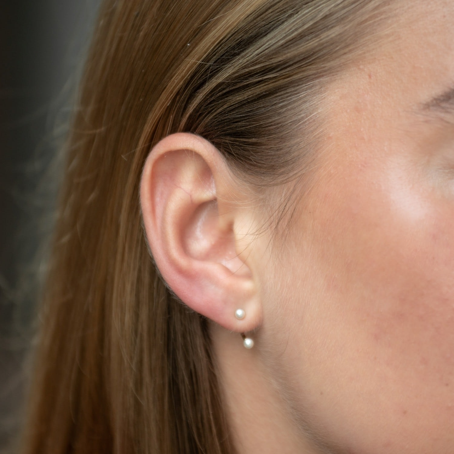 Gold Pearl Dot Ear Jacket Stud Earrings