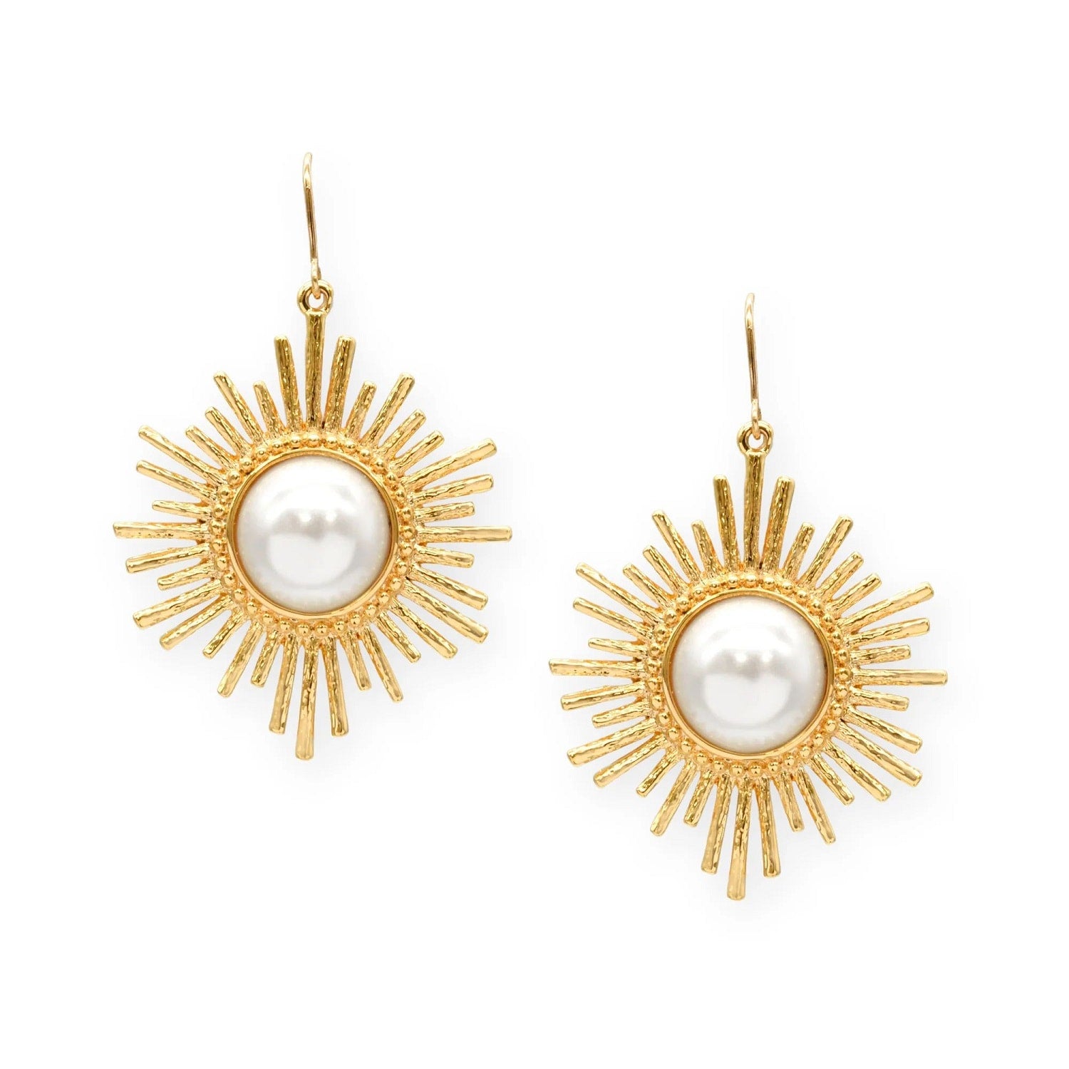 Gold & Pearl Drop Earrings, Series Future Floral