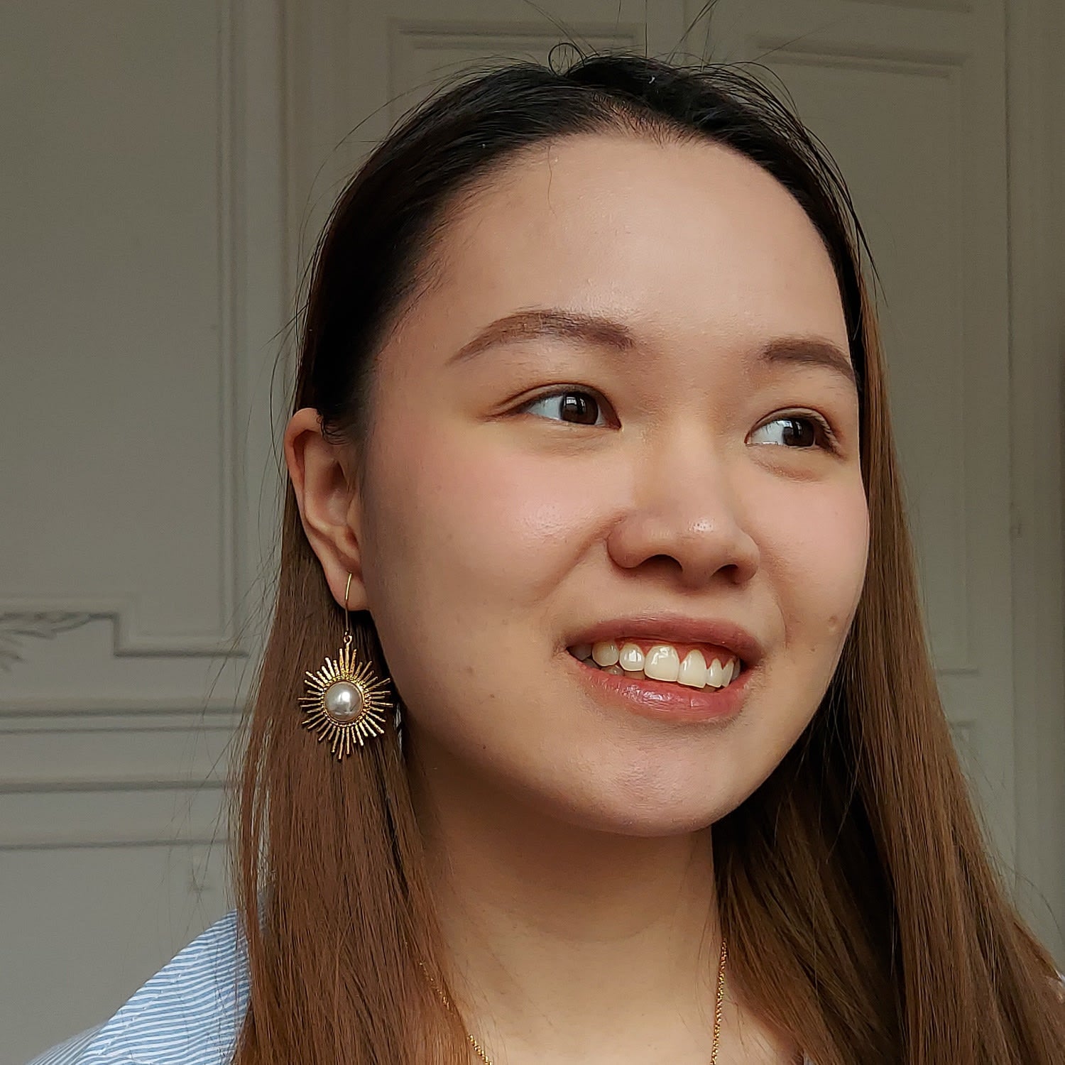 Gold & Pearl Drop Earrings, Series Future Floral