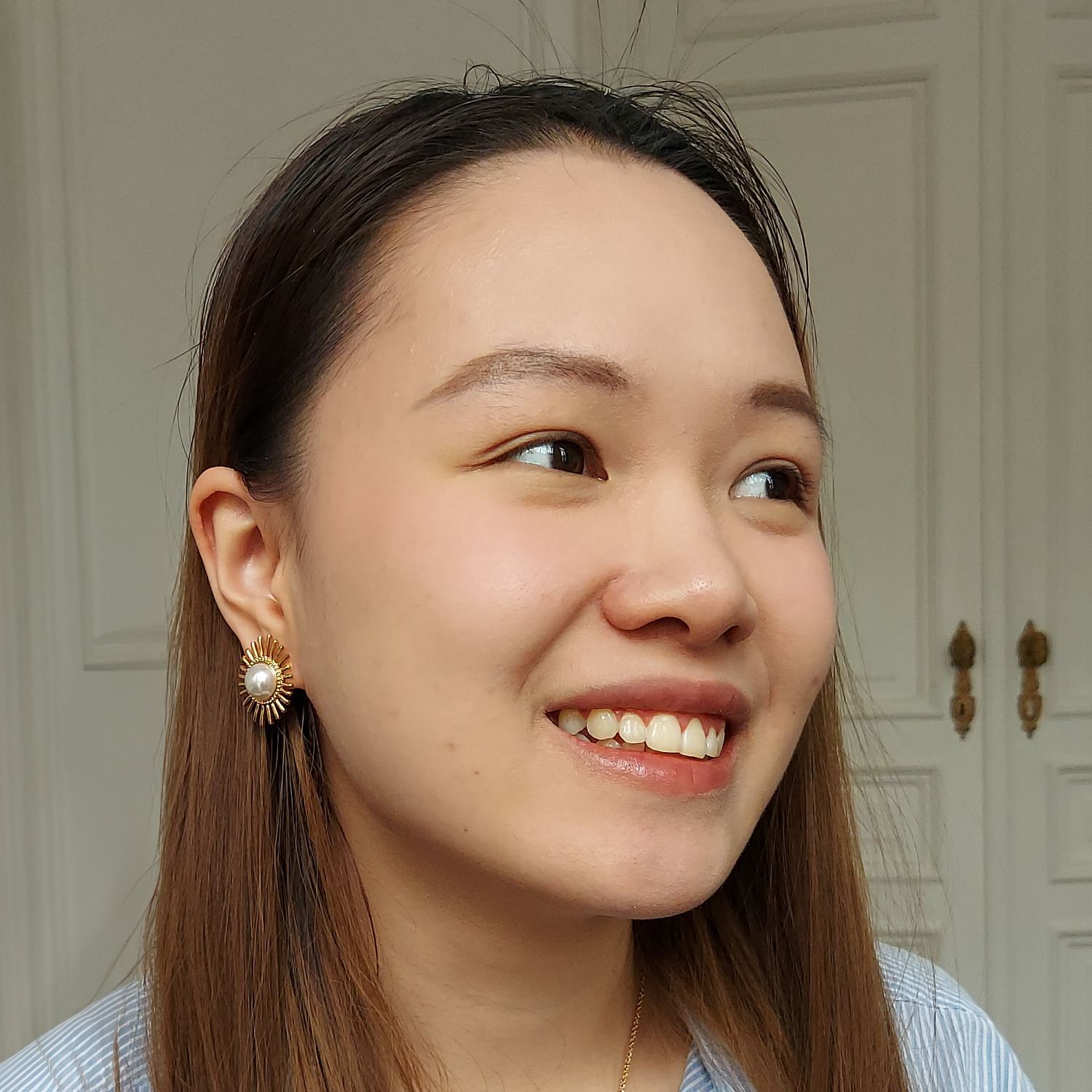 Gold & Pearl Earrings, Series Future Floral