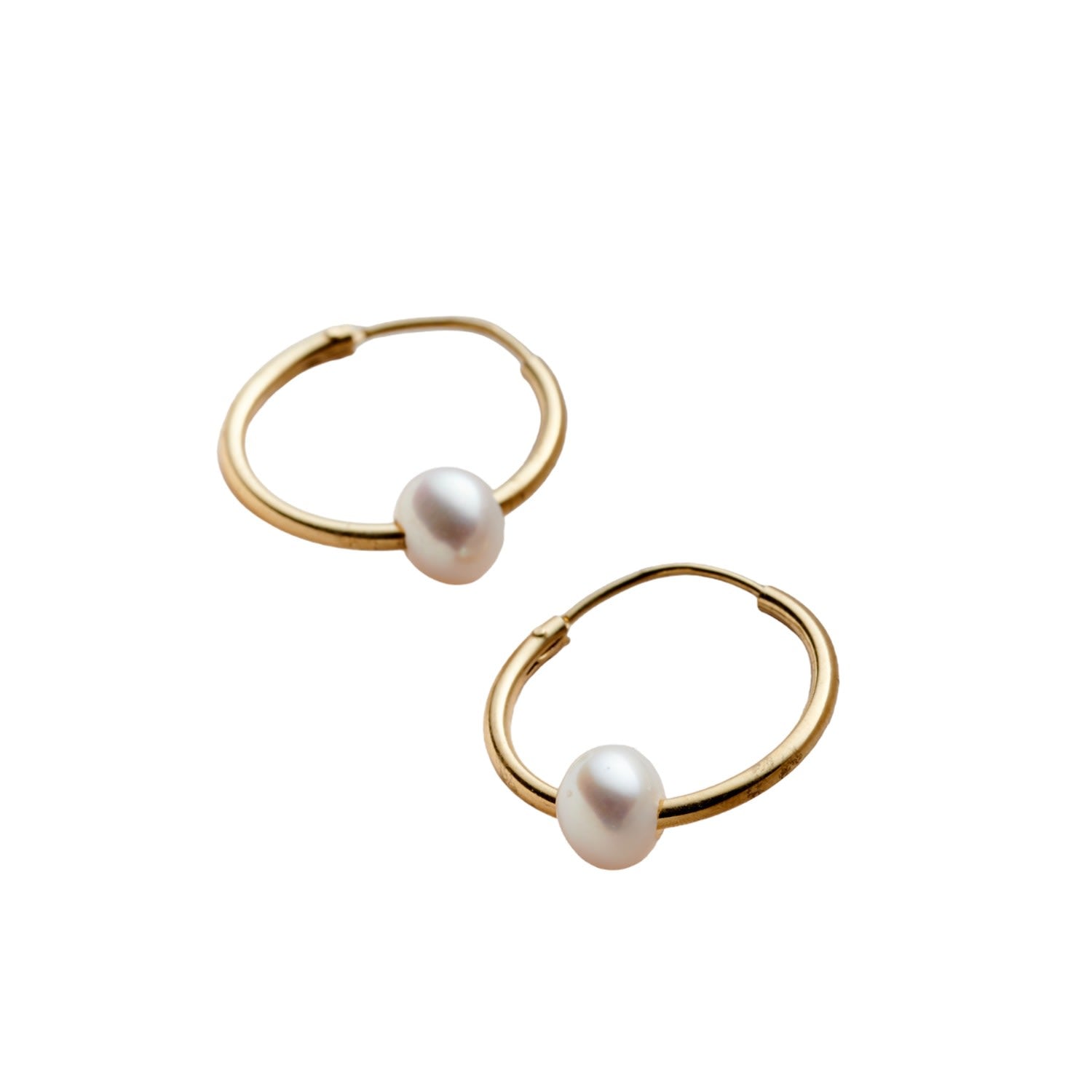 9Ct Yellow Gold Pearl Hoop Earrings