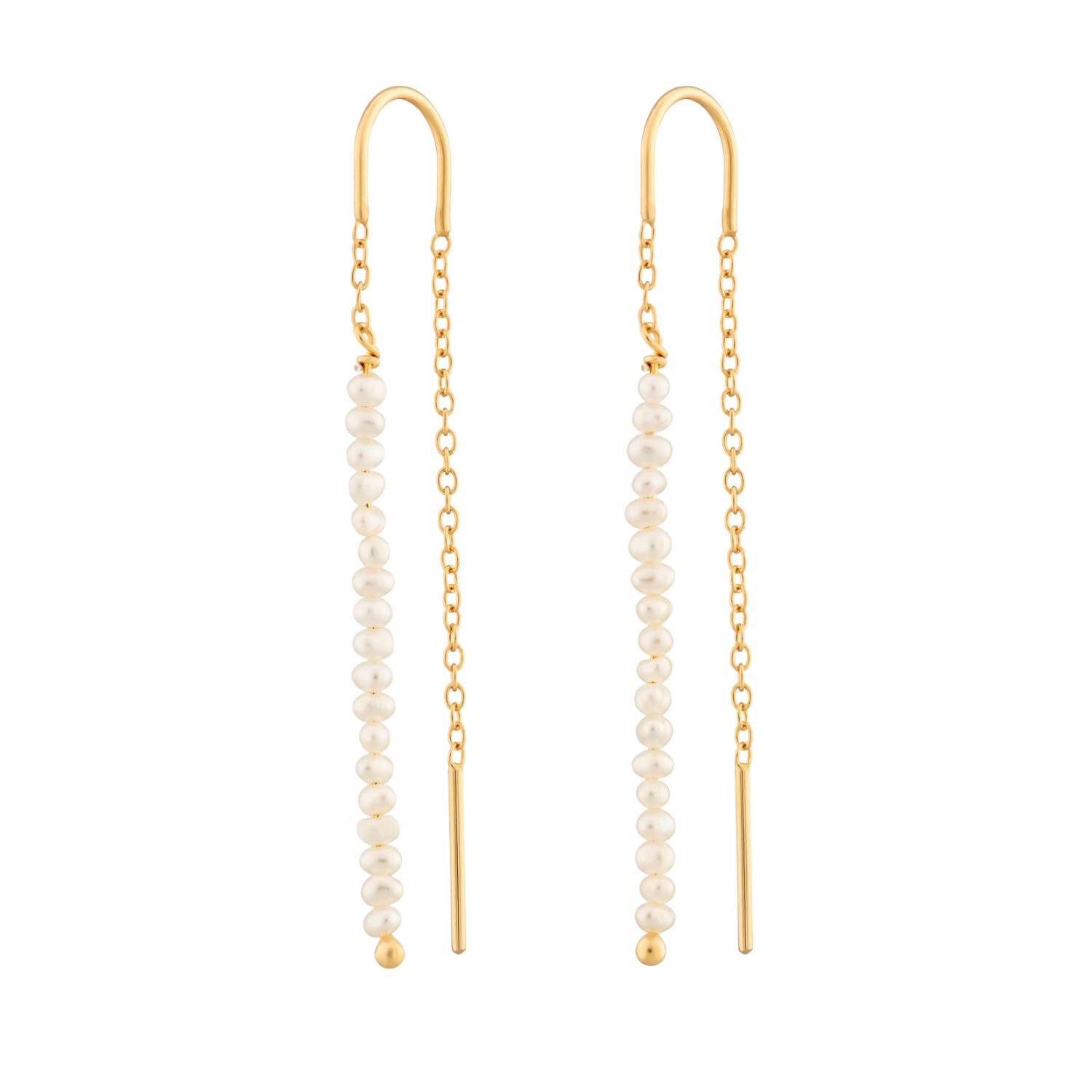 Gold Pearl Threader Earrings