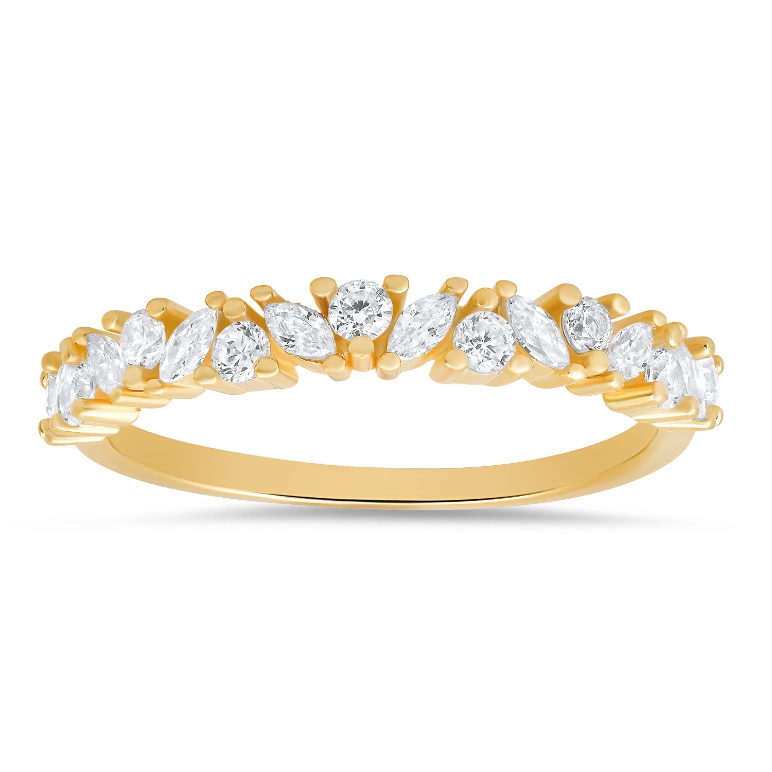 Gold Petite Multi Cut Diamond Cz Band Ring