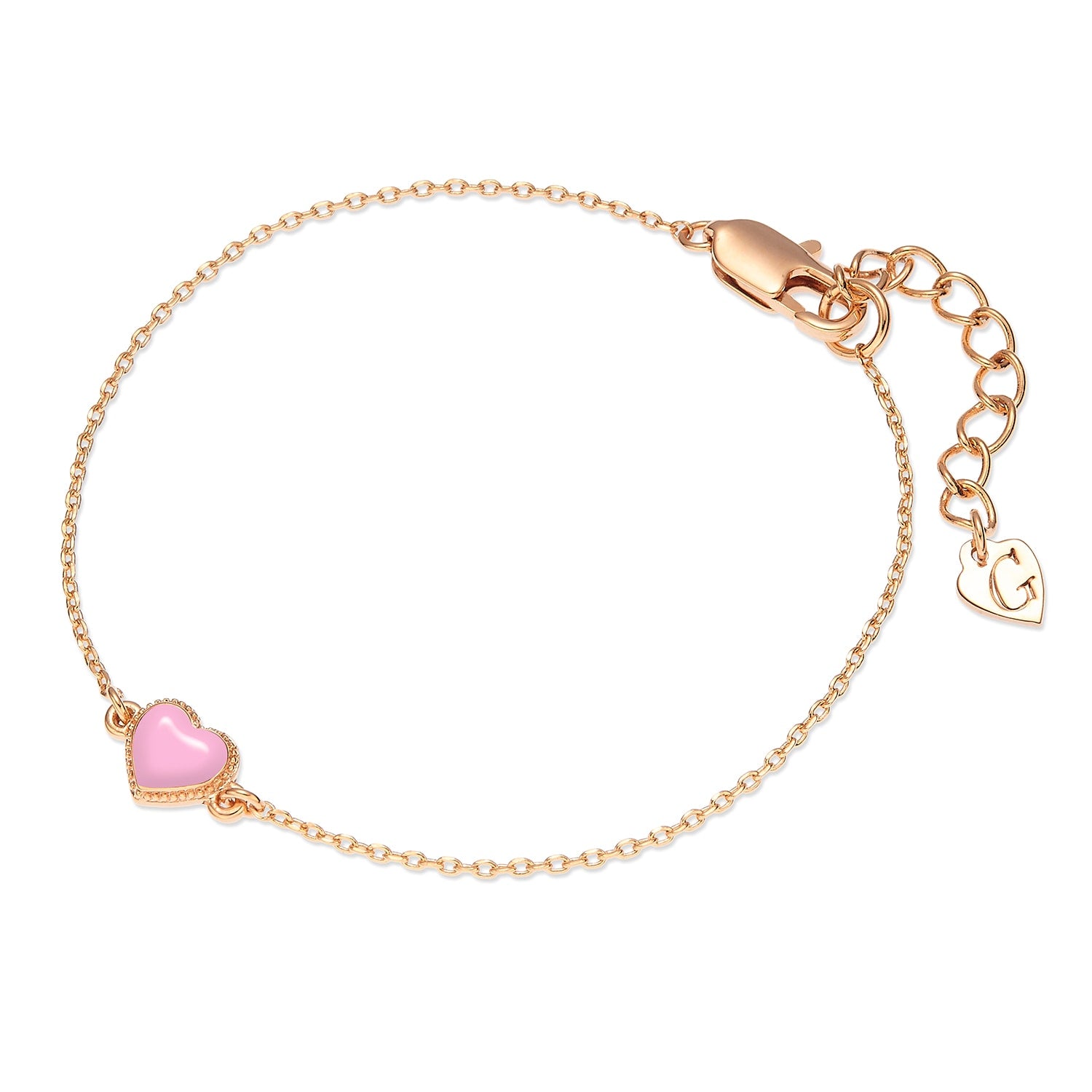 Gold & Pink Enamel Heart Bracelet, Series Pop Heart