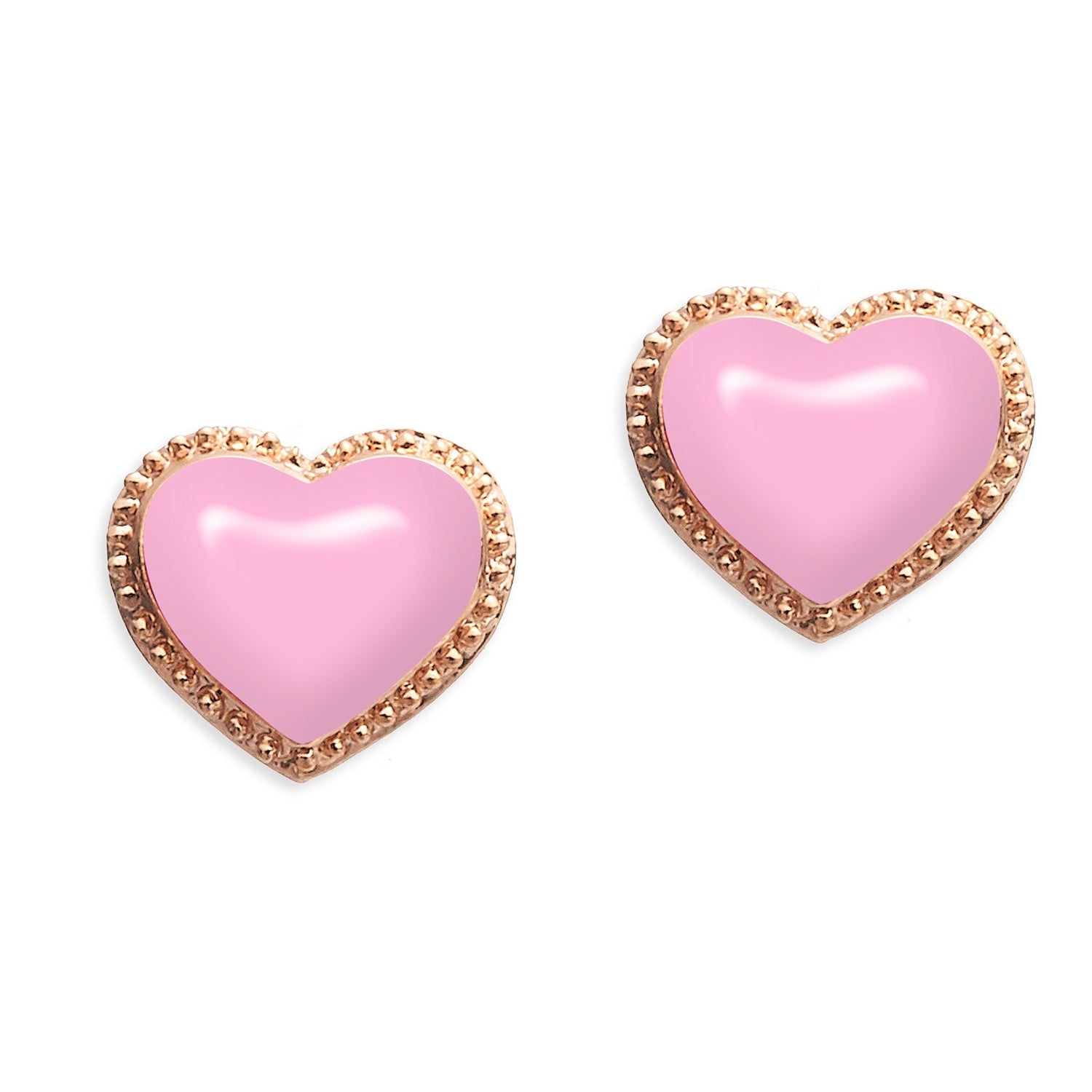Gold & Pink Enamel Heart Earrings, Series Pop Heart