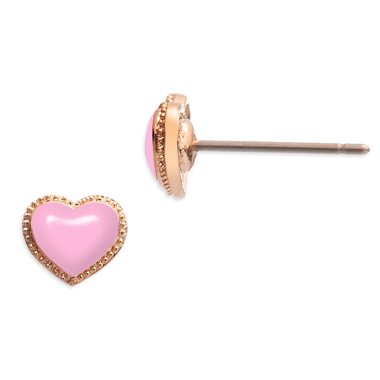 Gold & Pink Enamel Heart Earrings, Series Pop Heart