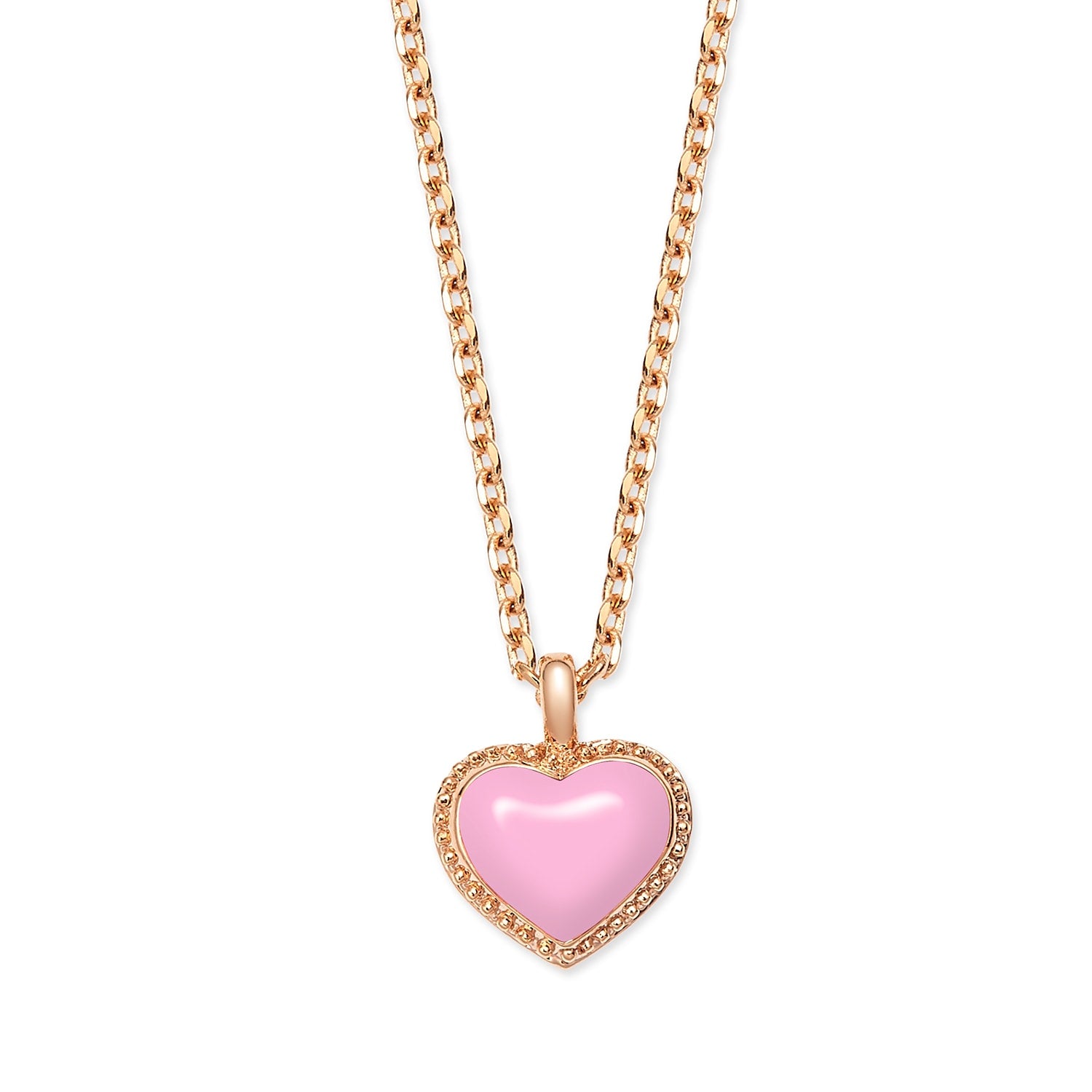 Gold & Pink Enamel Heart Necklace, Series Pop Heart