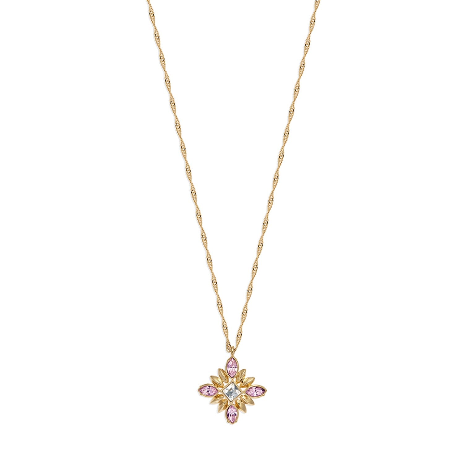 Gold & Pink Rhinestone Statement Necklace, Series Athene