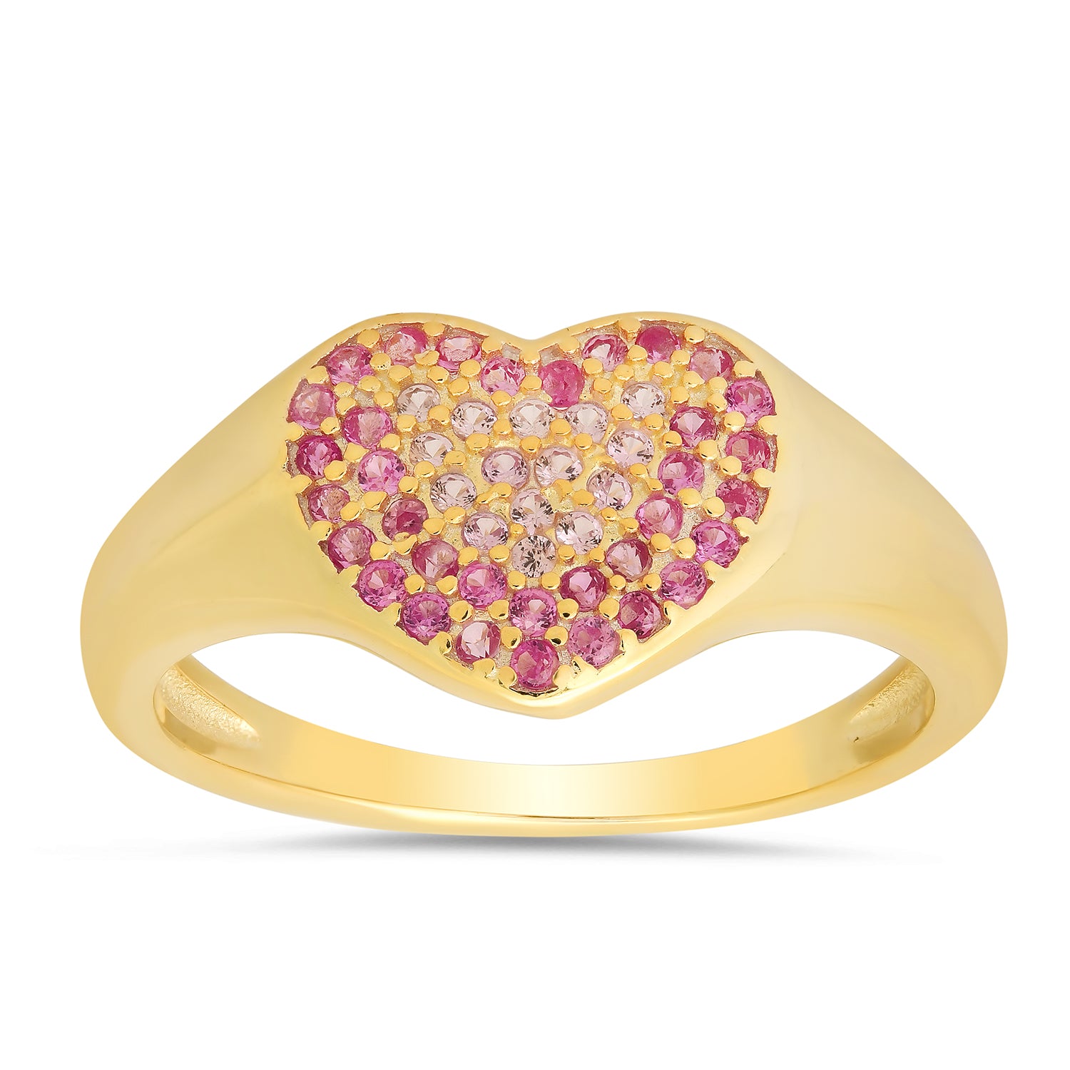 Gold Pink Sapphire Ombre Heart Ring