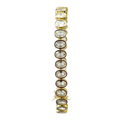 Gold Plate Sterling Oval Crystal Tennis Bracelet