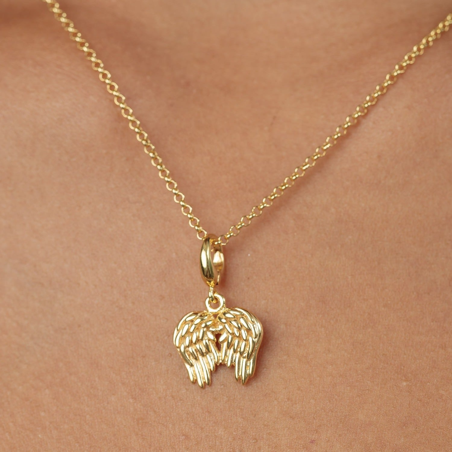 Gold Plated Angel Wings Charm Necklace