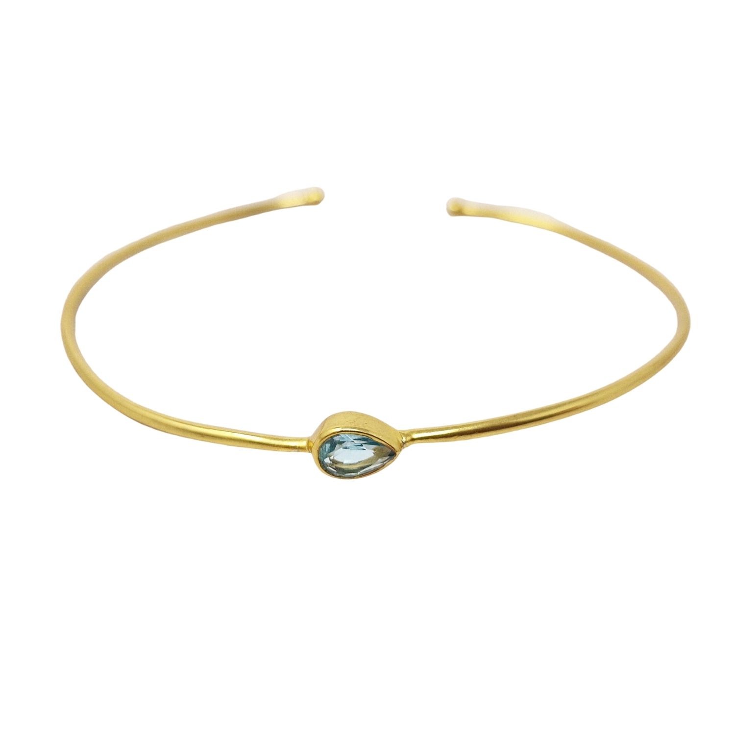 Gold Plated Aquamarine March Birthstone Crystal Bangle